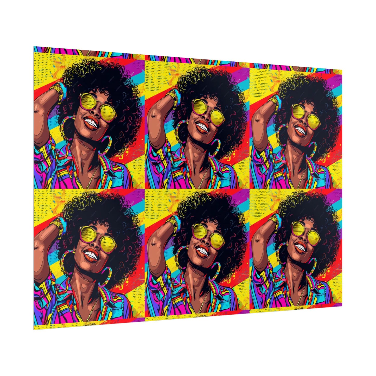 Woman afro hair with braids fat black color drawing Rolled Posters