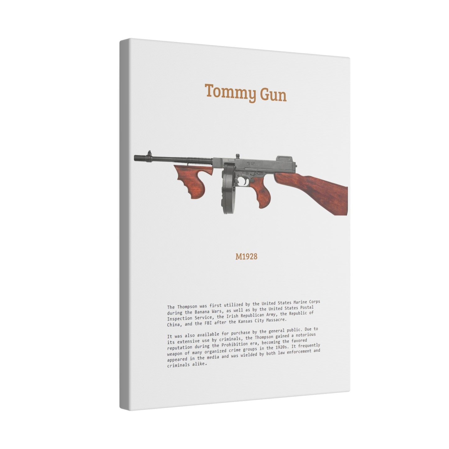Thompson submachine gun TOMMY GUN M1928 Matte Canvas, Stretched, 0.75" (Multi-Size)