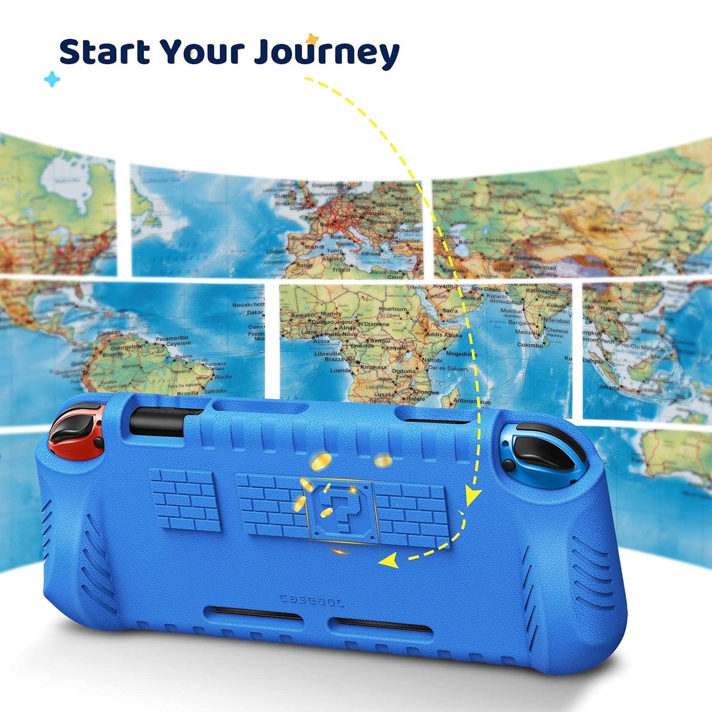 Kids Case Compatible with Nintendo Switch W/2 Game Card Slots - [Ultralight] [Shockproof] Protective Cover with Ergonomic Grip, Kids Friendly Grip Case for Switch Console (Blue)