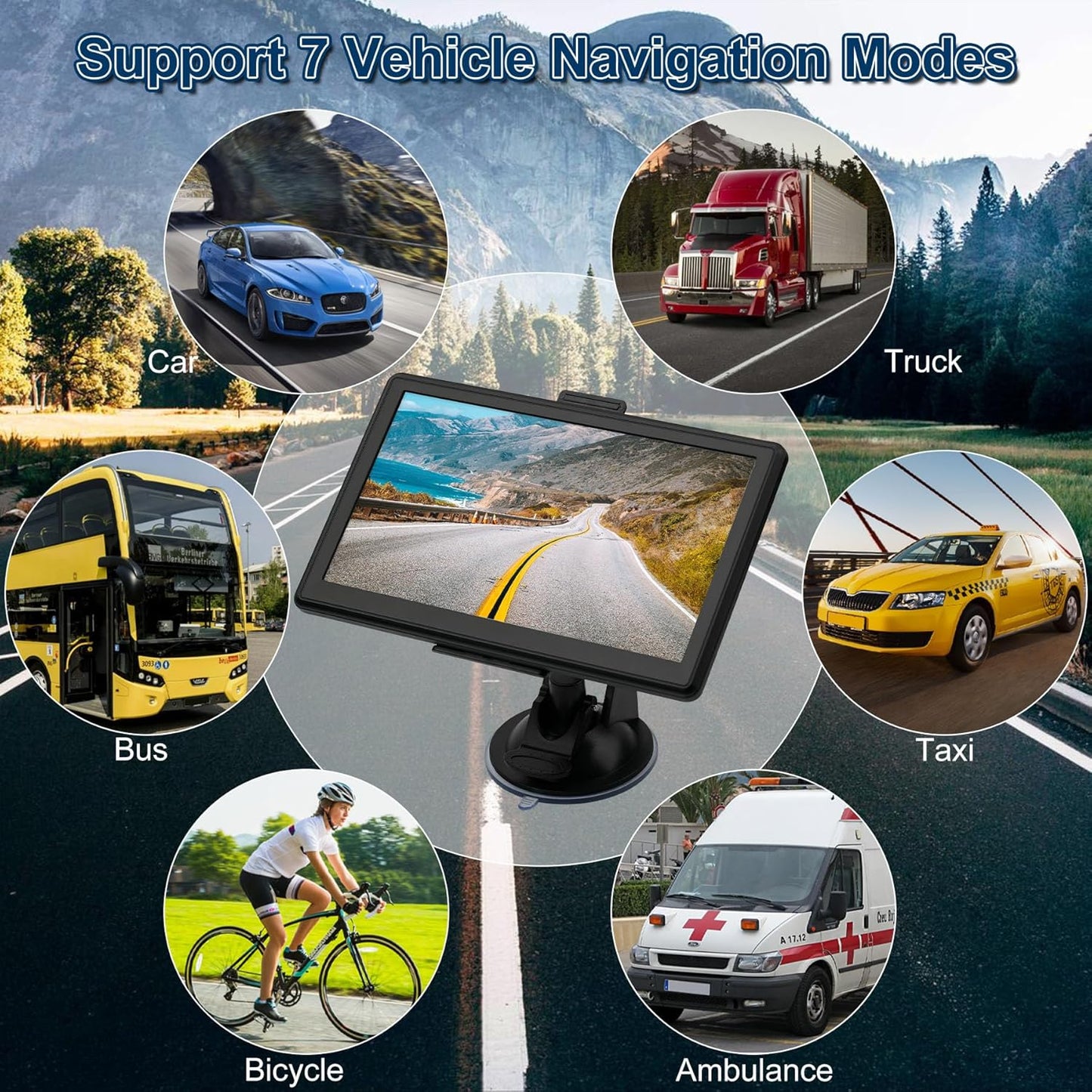 GPS Navigator for Car with Lastest 2024 Map, Free Lifetime Update, Car GPS Navigation System for Truck Commercial Drivers, Support Postcode POI Search, Voice Guidance, Speedcam Speedlimit Alerts, FM TRUCK DRIVER