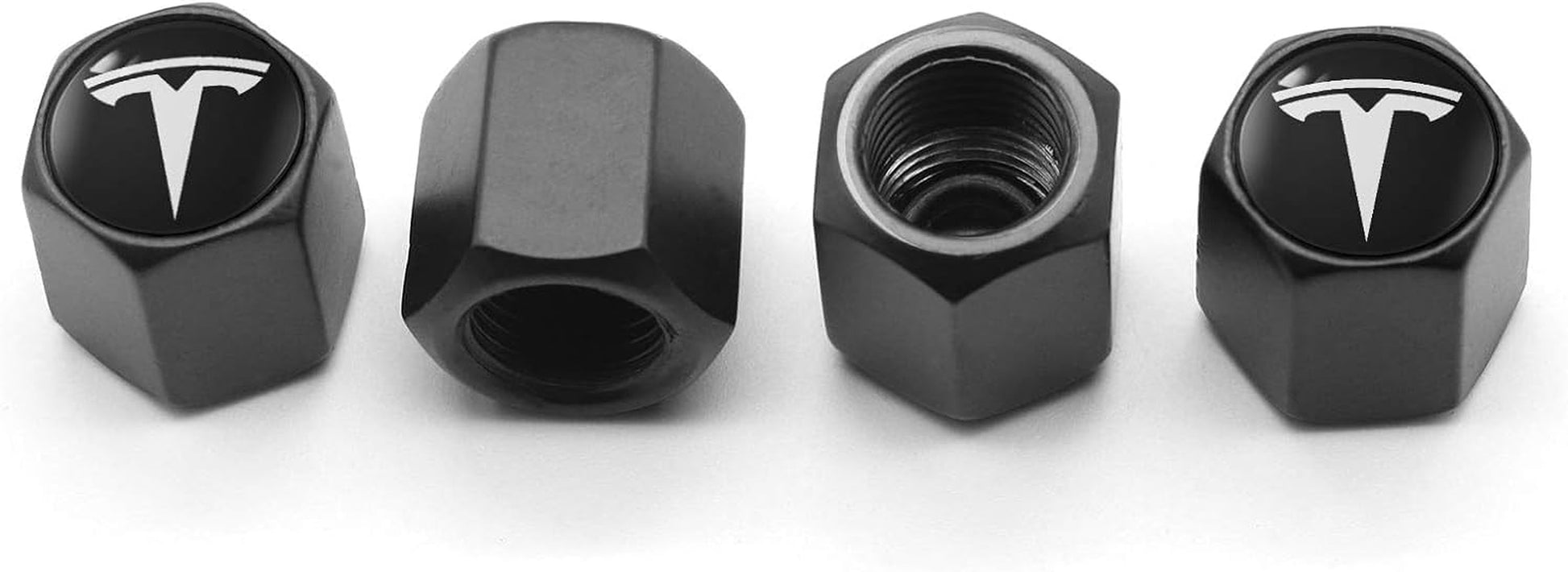 Car Tire Valve Stem Caps for Tesla Model 3, S, X, Y Accessories (4 Pack) Leakproof Aluminum Tire Valve Caps with Rubber O-Rings Compatible with Tesla Model Y Accessories 2023