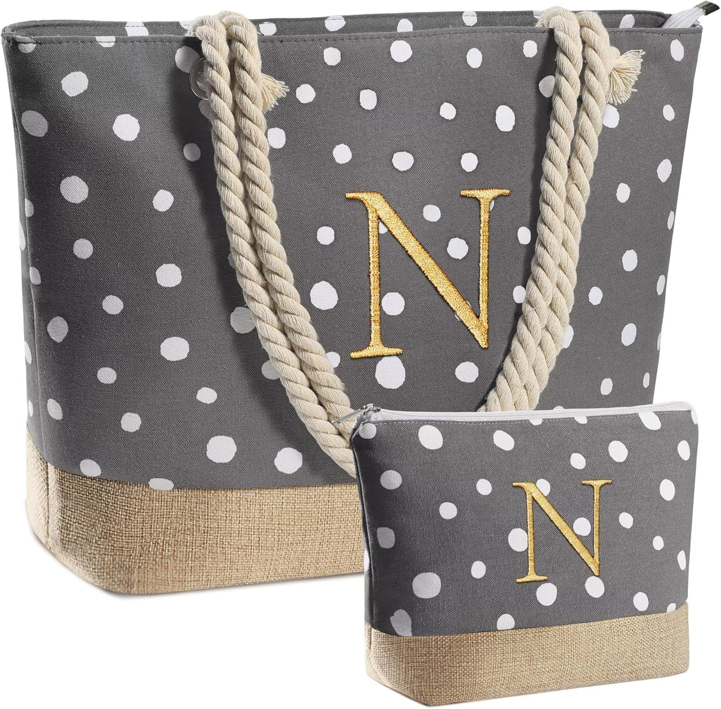 Gifts for Women - Personalized Birthday Gifts for Mom Friend, Travel Gifts Beach Tote Bag & Makeup Bag