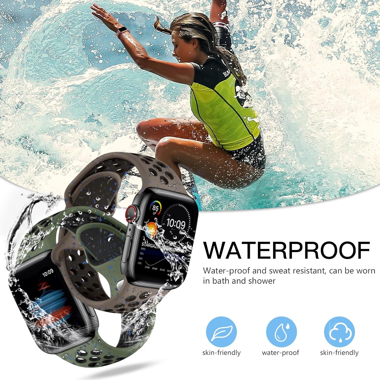 Sport Band Compatible with Apple Watch Band 41Mm 40Mm 38Mm 42Mm 44Mm 45Mm 49Mm for Women Men,4 Pack Soft Silicone Breathable Replacement Wristband for Iwatch Ultra 2 SE Series 9 8 7 6 5 4 3 2 1