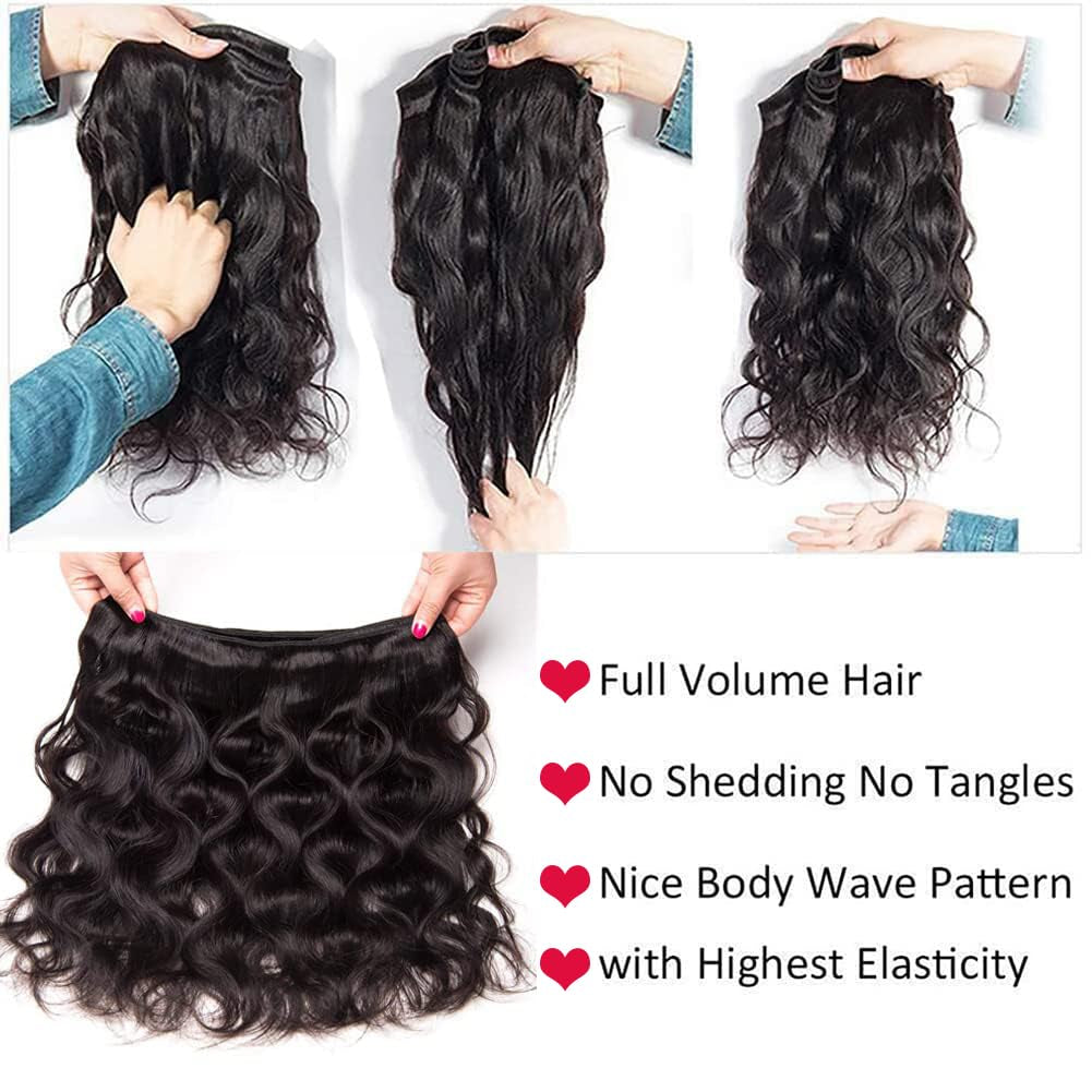 12A Human Hair Bundles Body Wave 24 Inch One Bundle 100% Unprocessed Brazilian Virgin Hair Bundles Double Weft Weave Body Wave Bundles Human Hair Natural Black Color