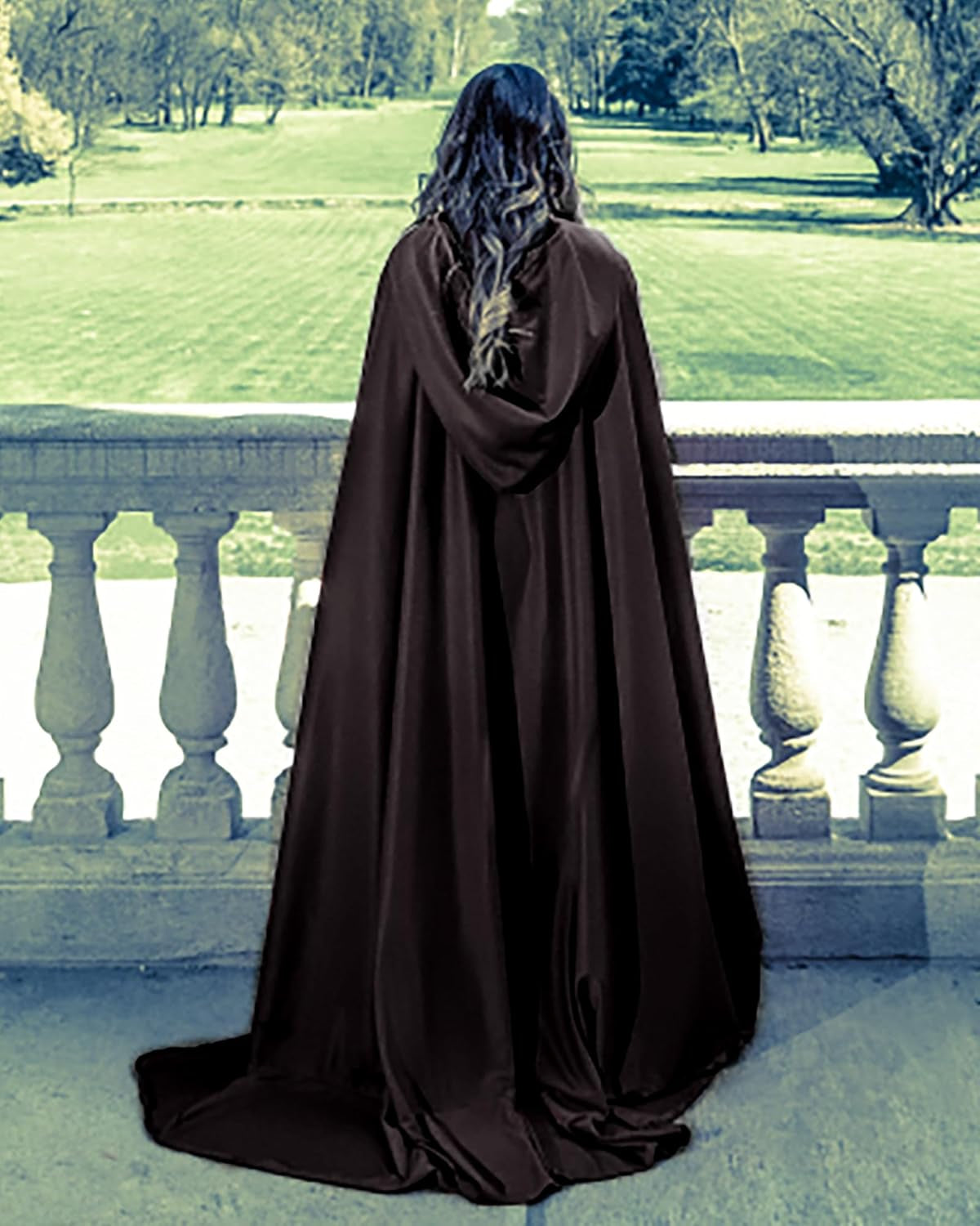 Hooded Cloak Long Cape for Adult Christmas Halloween Costumes Dress Up