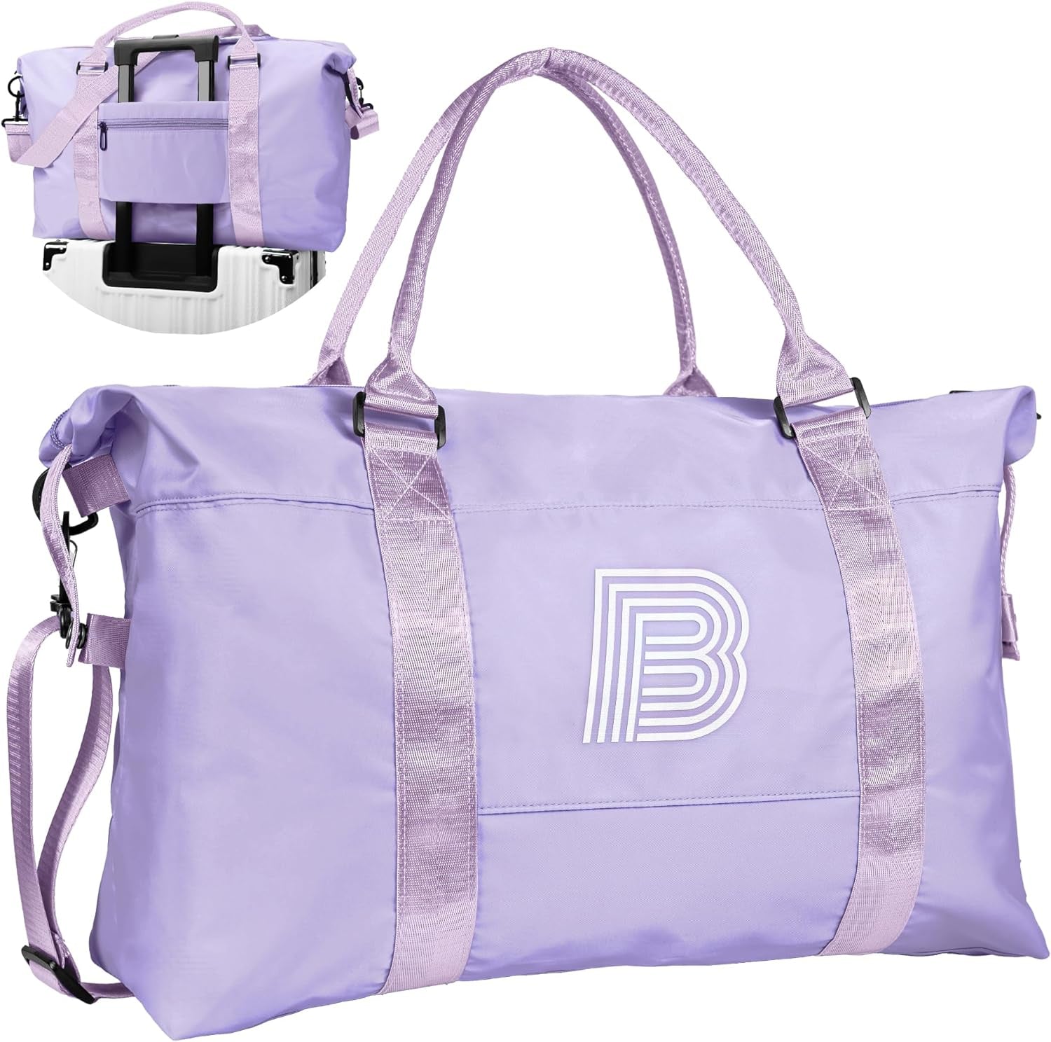 Gifts for Girls - 5 6 7 8 9 10 11 12 13 14 15 16 18 Year Old, Initial Travel Duffel Bag, Girl Personalized Bags, Kids Sports Bag, Monogram Overnight Bag for Kid, Gift for Friend (Letter B)
