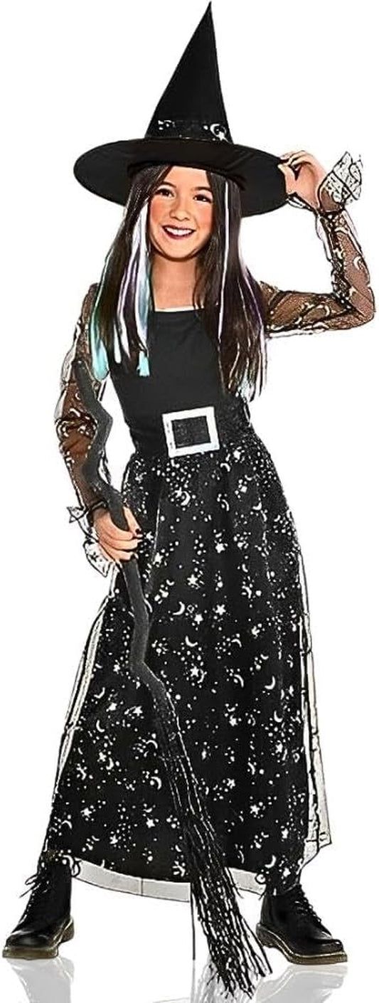Party City Cosmic Witch Costume for Kids - Scary Horror Costume Includes Dress & Hat - Costumes for Halloween, Birthday Parties & Themed Events