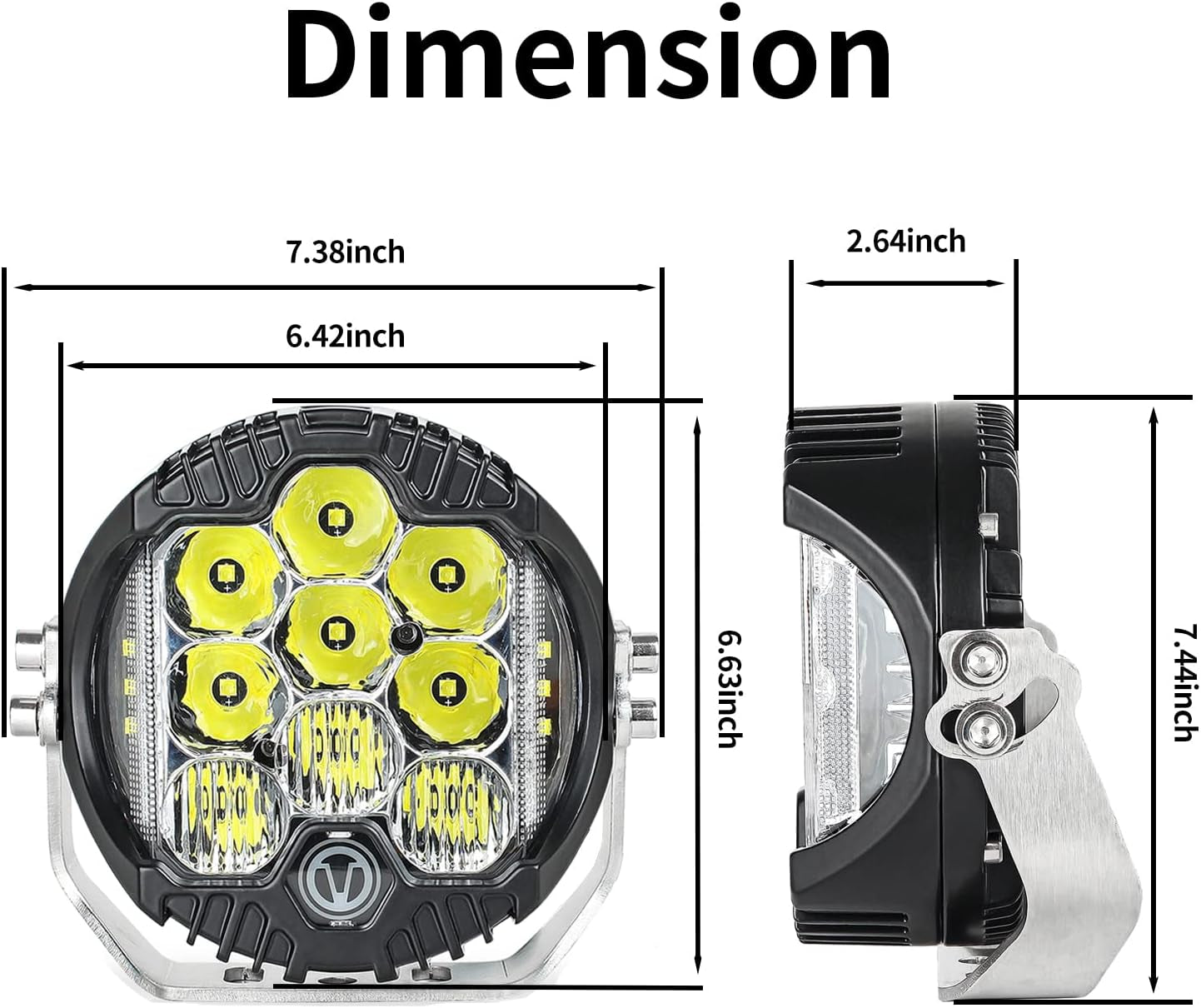 7 Inch round LED Offroad Light with DRL, 90W Driving Light LED Light Bar, 8000LM Spot Flood Combo Work Light for Wrangler, ATV, SUV, UTV, Trucks, Pickup, 4X4, F150 - Pack of 1