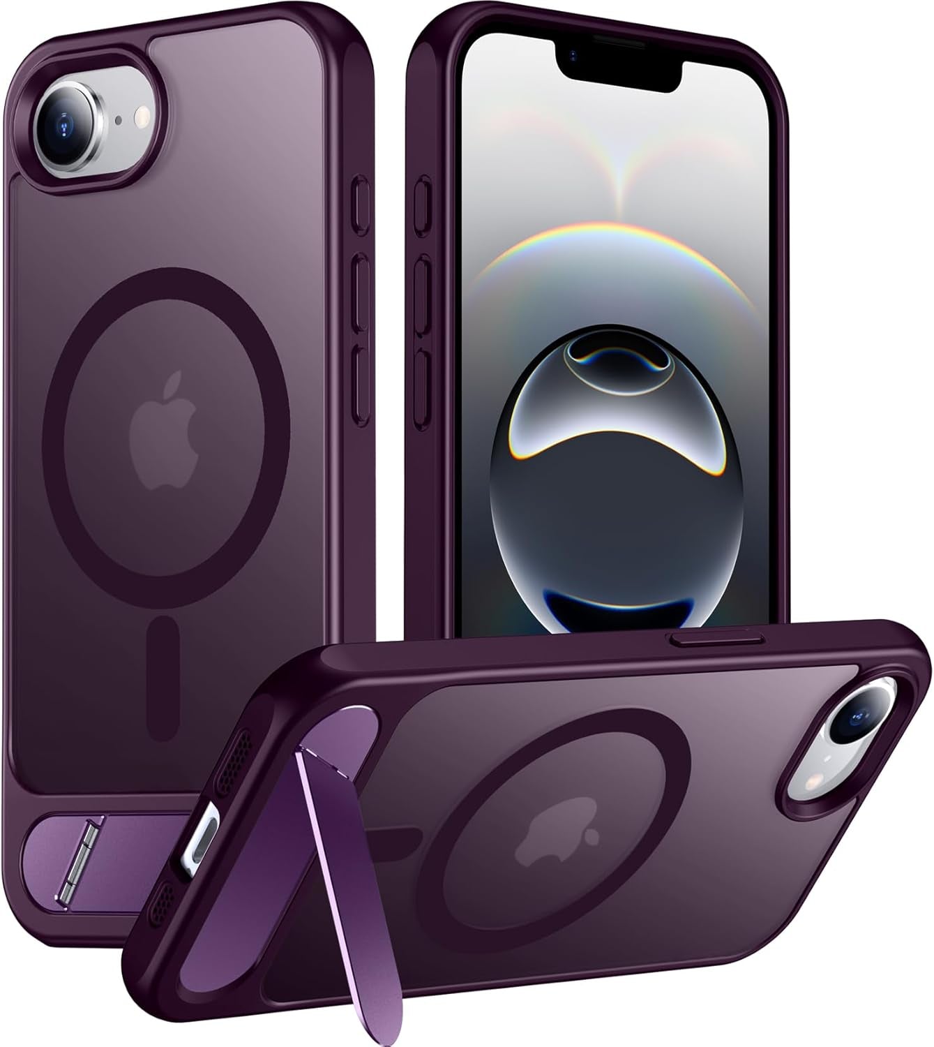 Magnetic Compatible with Iphone 16E Case, [Built-In Invisible Kickstand][Compatible with Magsafe][Military Grade Shockproof] Slim Translucent Matte Case for Iphone 16E 6.1" 2025