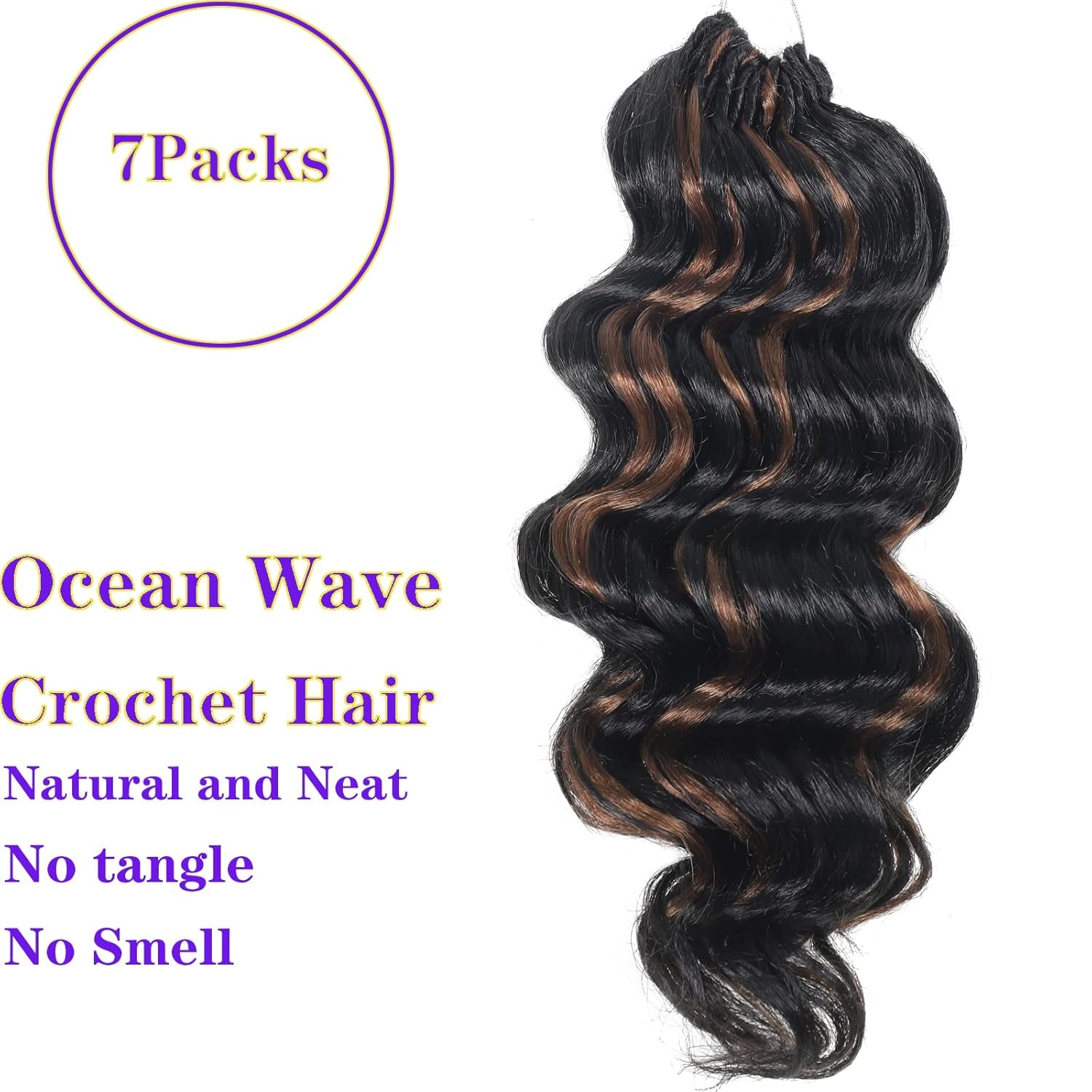 126 Strands Ocean Wave Crochet Hair Pre Looped 9 Inch 7 Packs Deep Wave Short Water Wave Wavy Crochet Hair Curly Braiding Hair Crochet Braids Hair Extensions for Women (9Inch (Pack of 7), 1BP30)