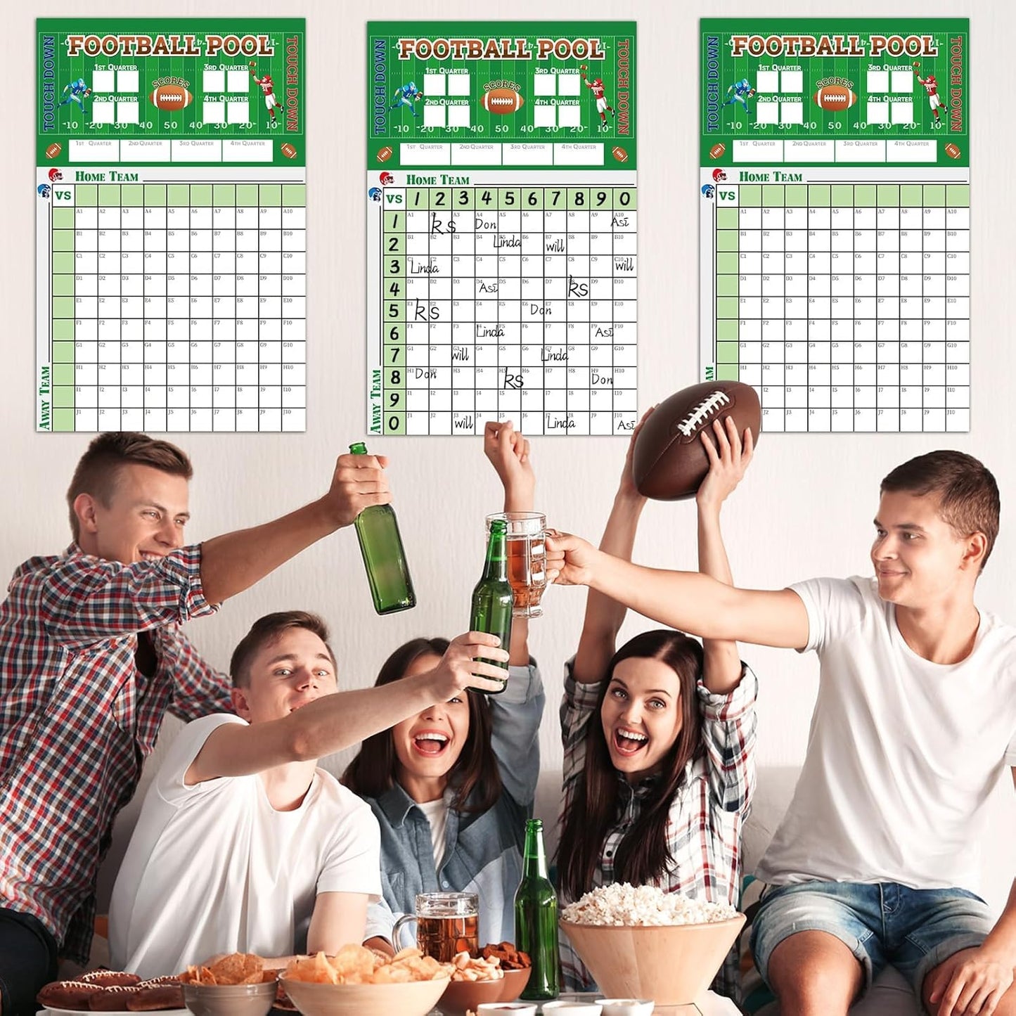 6 Pcs Football Pool Poster 17 X 11 Inch Football Squares Pool Board Office Pool Football Poster Big Football Game Party Board Decorations Football Super Game Bowl Party Pool Poster 2025