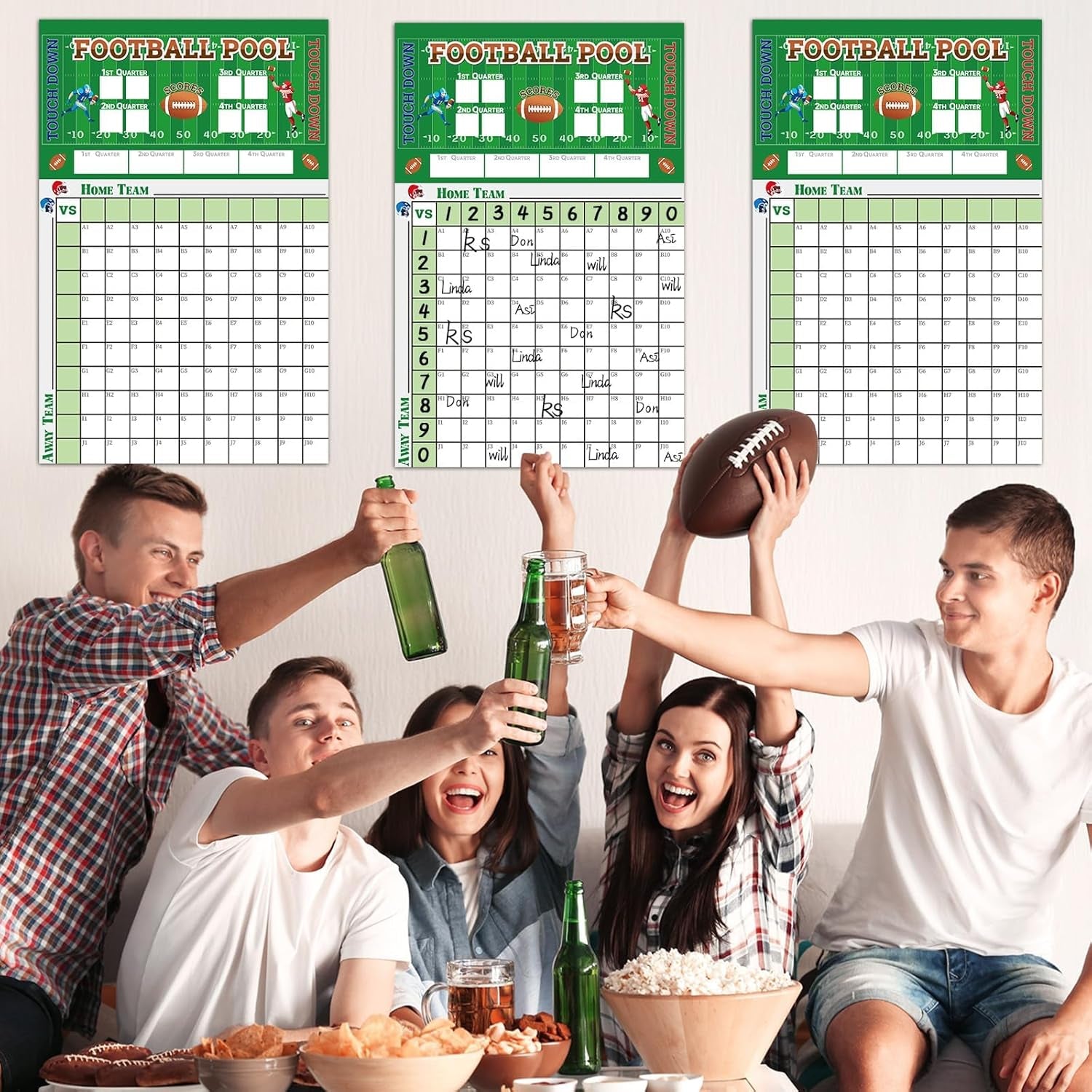 6 Pcs Football Pool Poster 17 X 11 Inch Football Squares Pool Board Office Pool Football Poster Big Football Game Party Board Decorations Football Super Game Bowl Party Pool Poster 2025