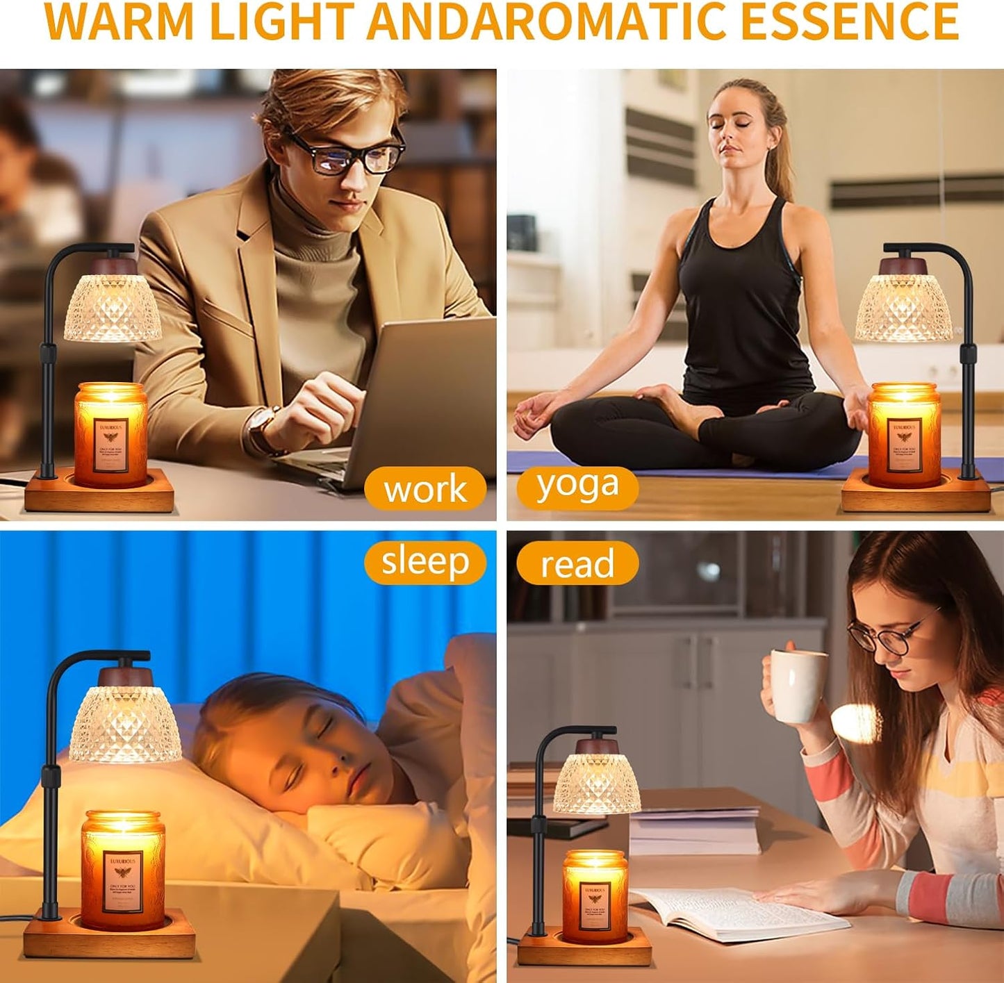 Dimmable Candle Warmer Lamp with Timer, Electric Wax Melt Warmer, Lamp Candle Warmer for Jar Scented Candles Mothers Day Birthday Gifts for Women Mom Grandma, Home Offices Decor Light(Diamond White)