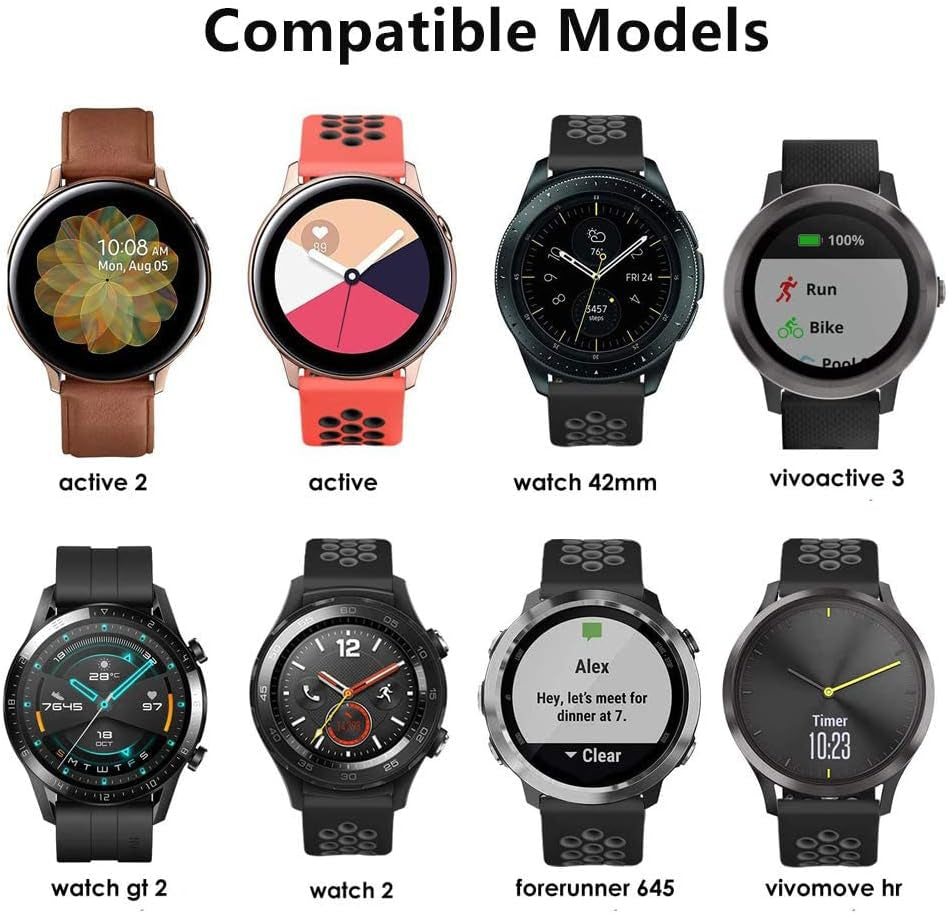 Compatible with Garmin Watch Band 20Mm 22Mm,Classic Soft Silicone Replacement Strap for Samsung Galaxy Watch 42Mm 46Mm /Garmin Vivoactive 3/Garmin Vivoactive 4