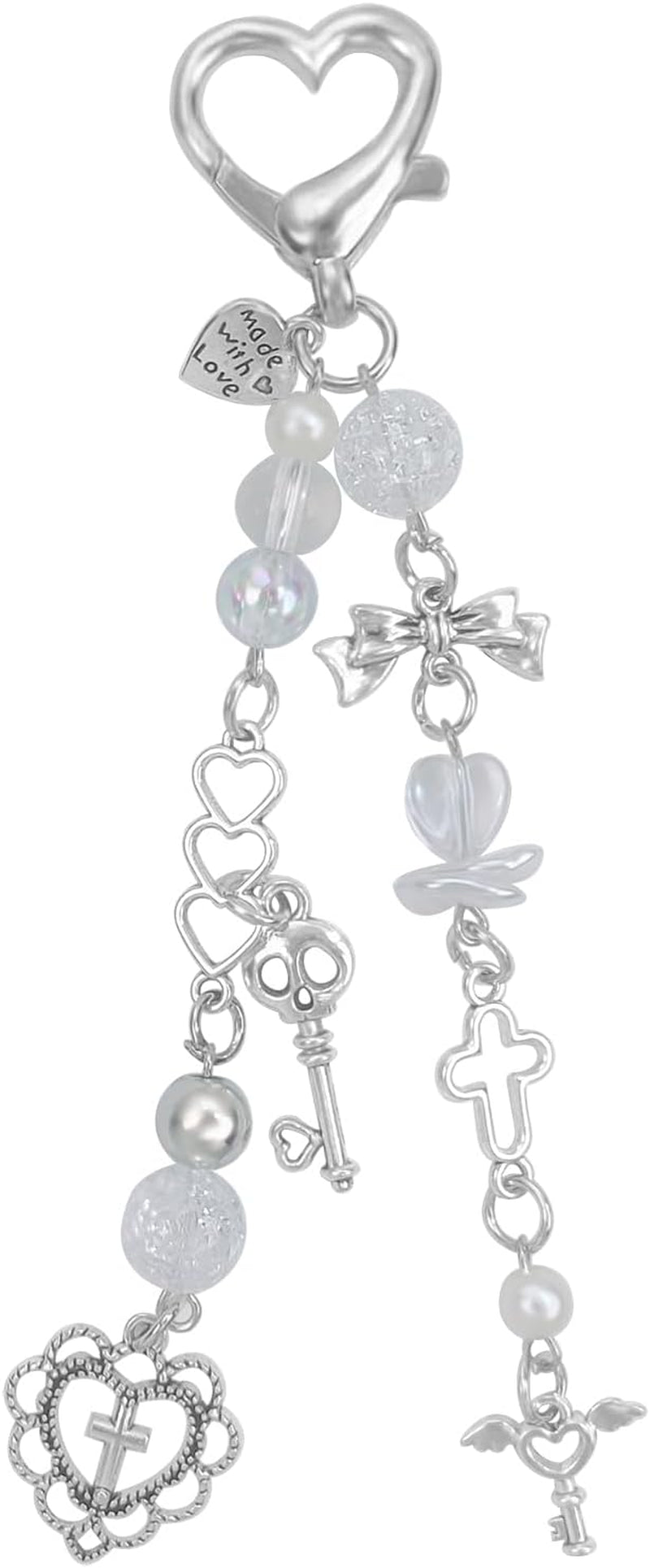 Cute Keychain Aesthetic Y2K Keychain Accessories Cute Heart Butterfly Strawberry Bear Key Chain for Keys Bags Women Gifts (1PCS Keys Heart)