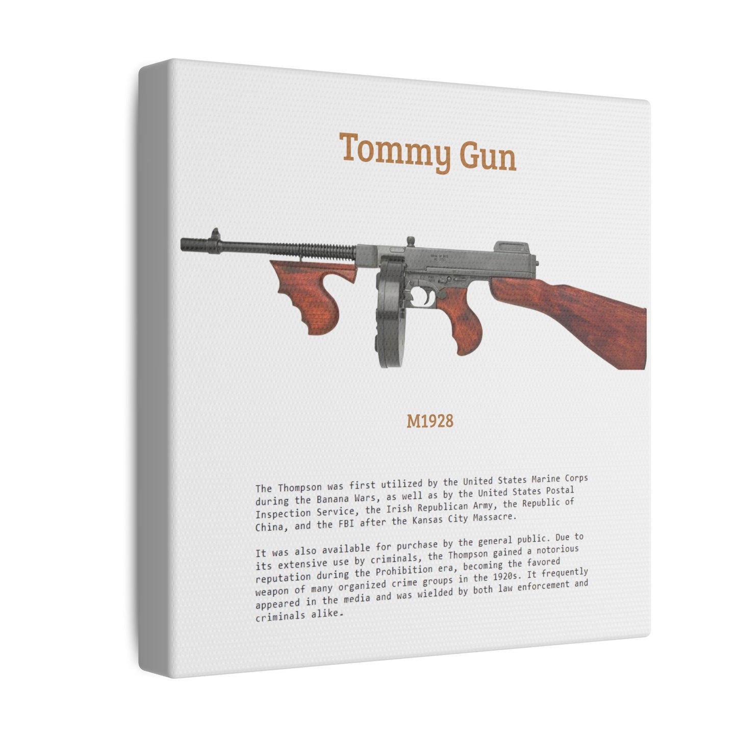 Thompson submachine gun TOMMY GUN M1928 Matte Canvas, Stretched, 0.75" (Multi-Size)