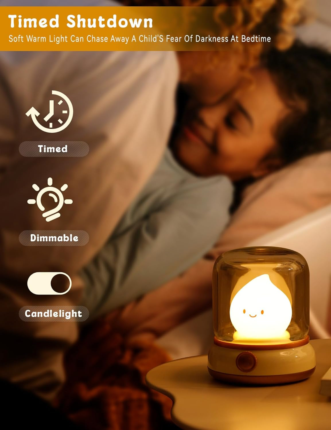 Cute Flameless Candles Lamp, Kids Night Light,Candle Warmer Lamp, Cute Kerosene Lamp,Cute Decor,Adjustable Dimmable Rechargeable Night Light for Kids,Girls,Teenager Kids Bedrooma