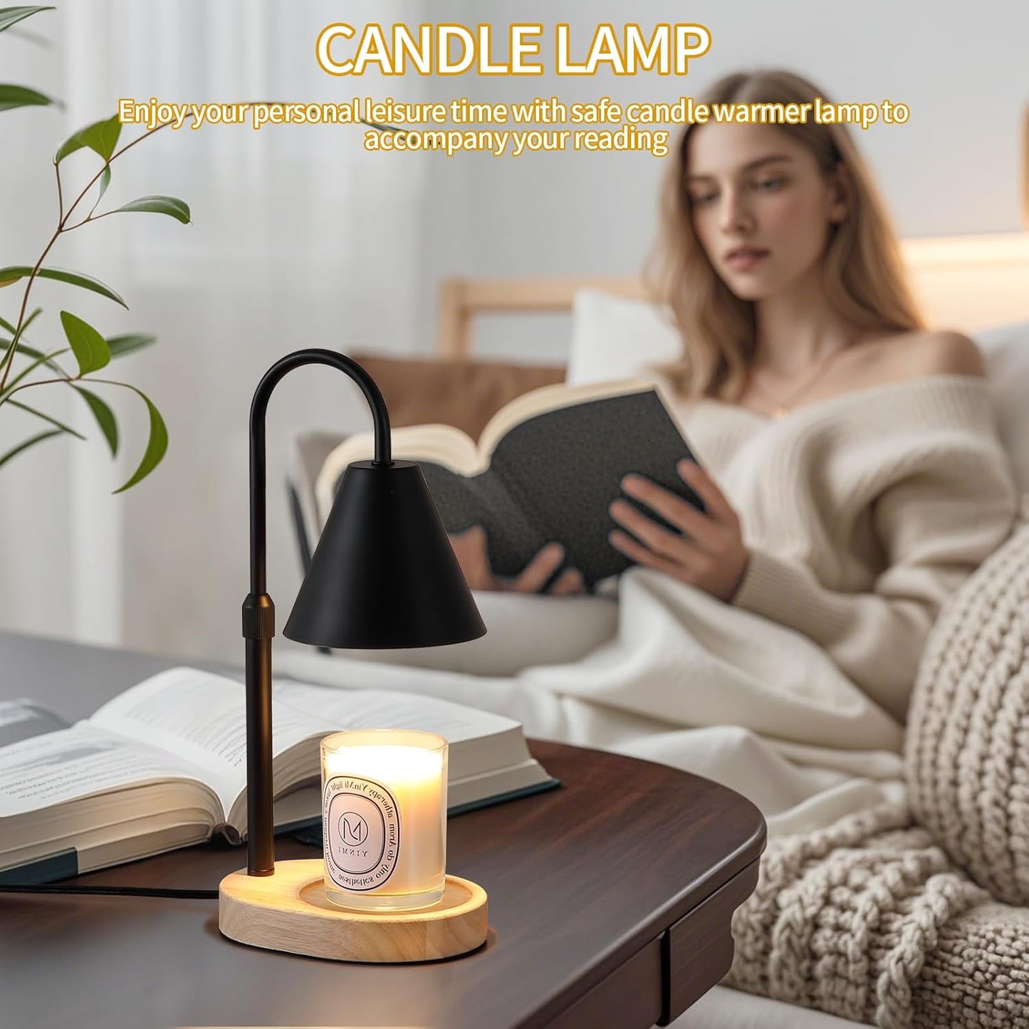 Candle Warmer Lamp,Adjustable Height Dimmble Fragrance Electric Melter House Warming Decor with 2 Bulbs for Gifts Bedroom New Home Jar Candles