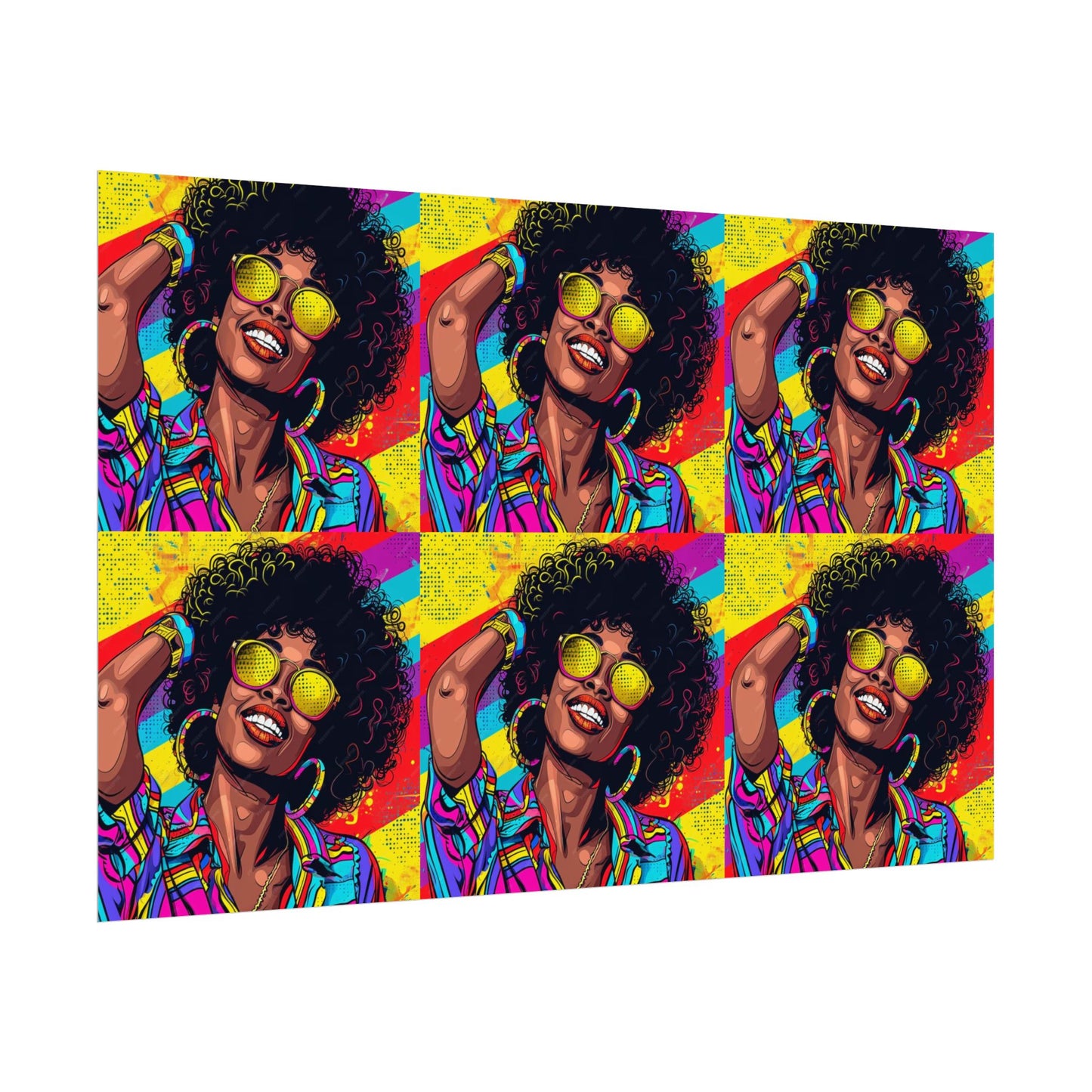 Woman afro hair with braids fat black color drawing Rolled Posters