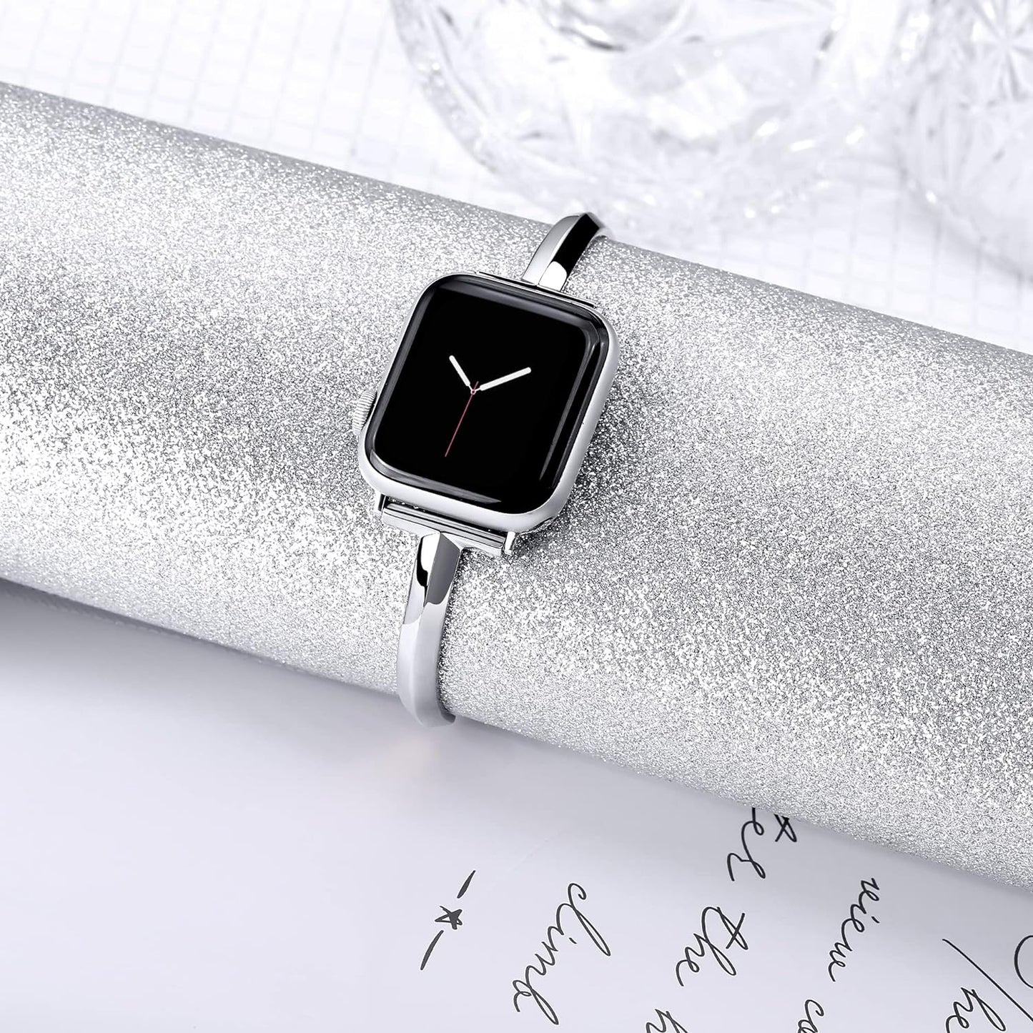 Stainless Steel Band Compatible with Apple Watch Band 38Mm 40Mm 41Mm 42Mm 44Mm 45Mm Iwatch SE Series 9 8 7 6 5 4 3 2 1, Slim Versatile Bangle Bracelet for Women