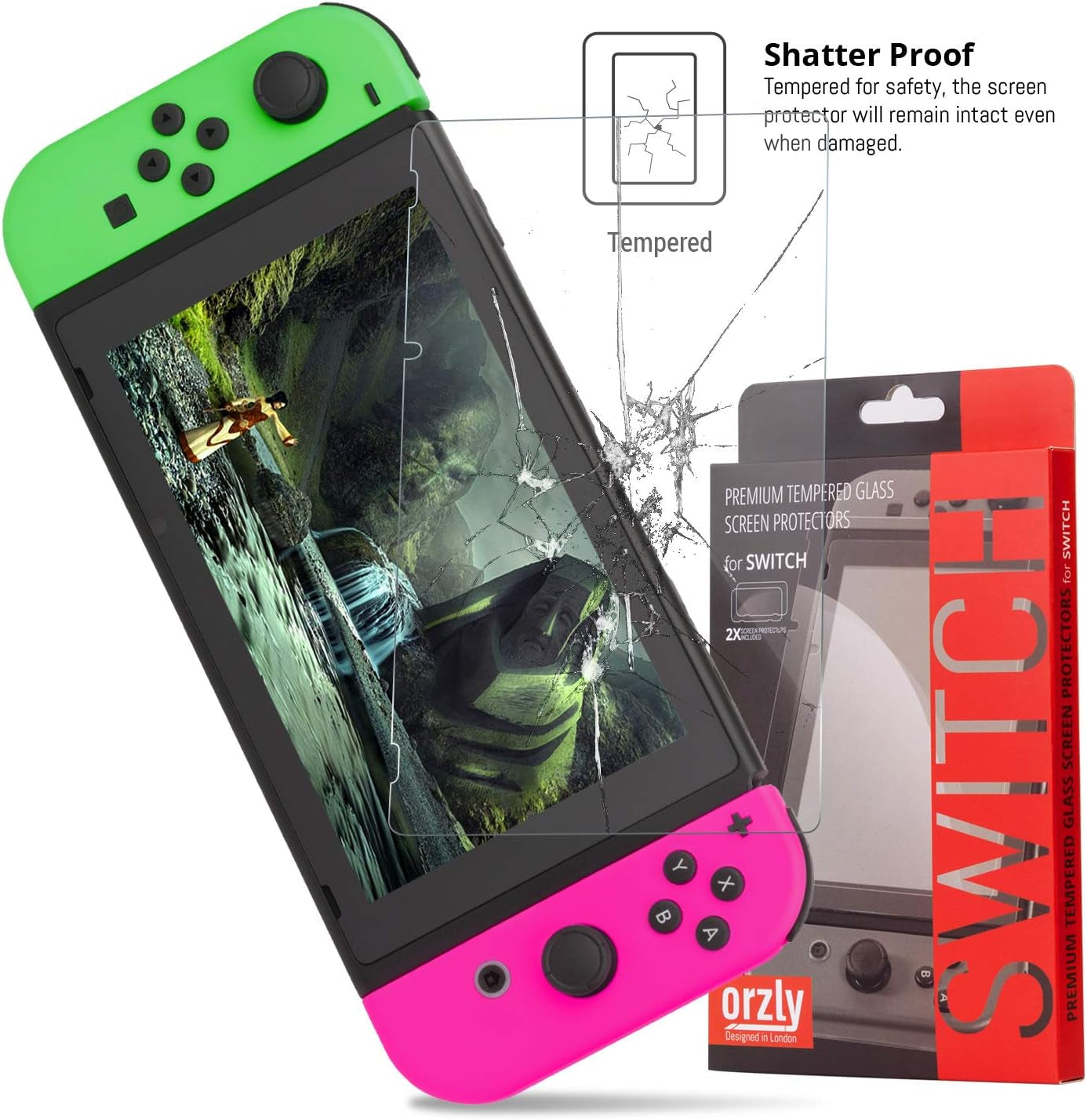 Glass Screen Protectors Compatible with Nintendo Switch - Premium Tempered Glass Screen Protector Twin Pack [2X Screen Guards - 0.24Mm] for 6.2 Inch Tablet Screen on Nintendo Switch Console