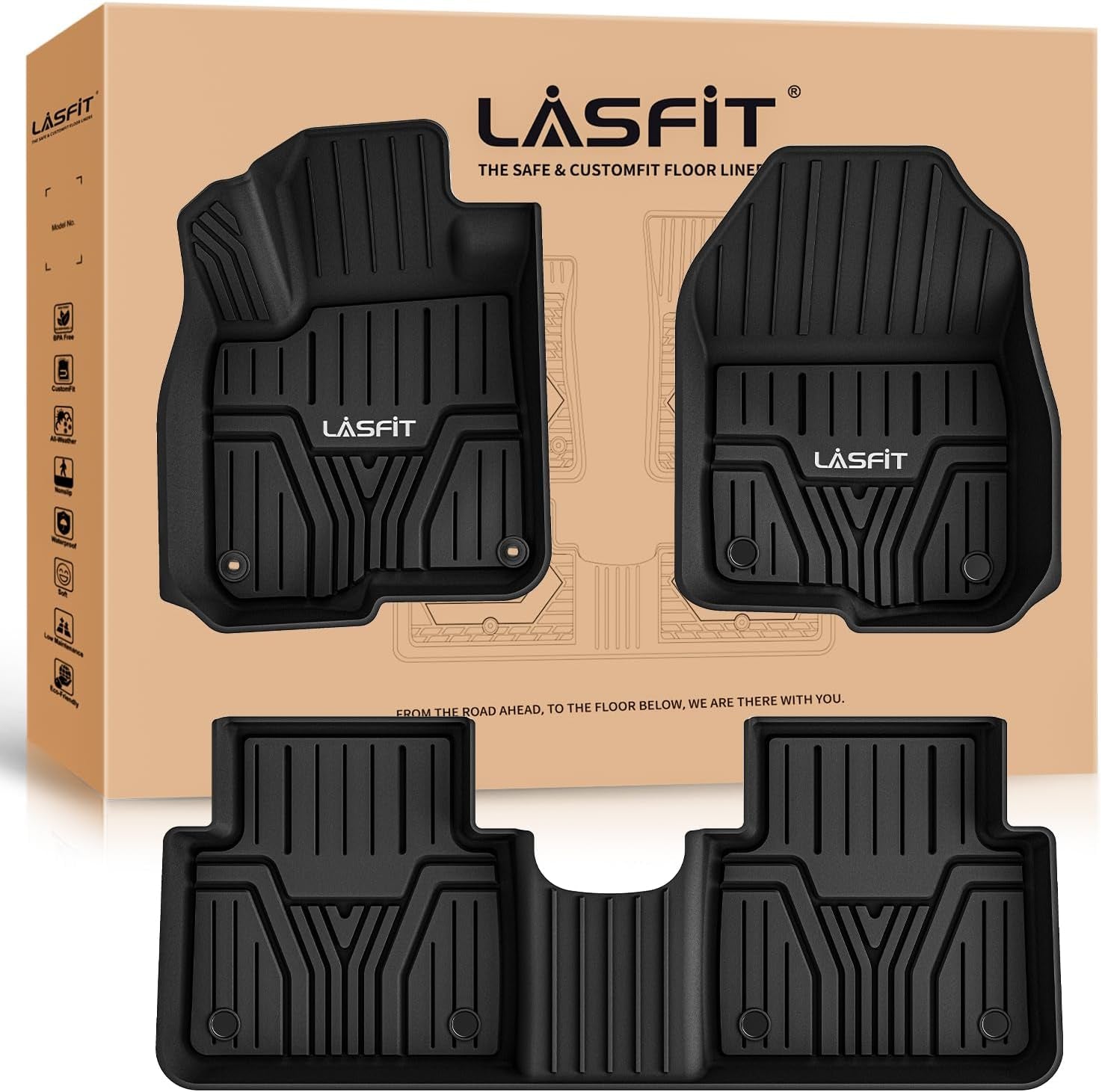 Floor Mats for Honda CR-V 2023-2025 (Include CR-V FCEV & Hybrid Models) All Weather Protection TPE Car Liners, 1St & 2Nd Row Black