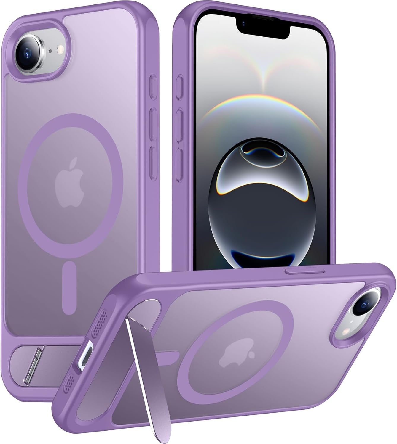 Magnetic Compatible with Iphone 16E Case, [Built-In Invisible Kickstand][Compatible with Magsafe][Military Grade Shockproof] Slim Translucent Matte Case for Iphone 16E 6.1" 2025