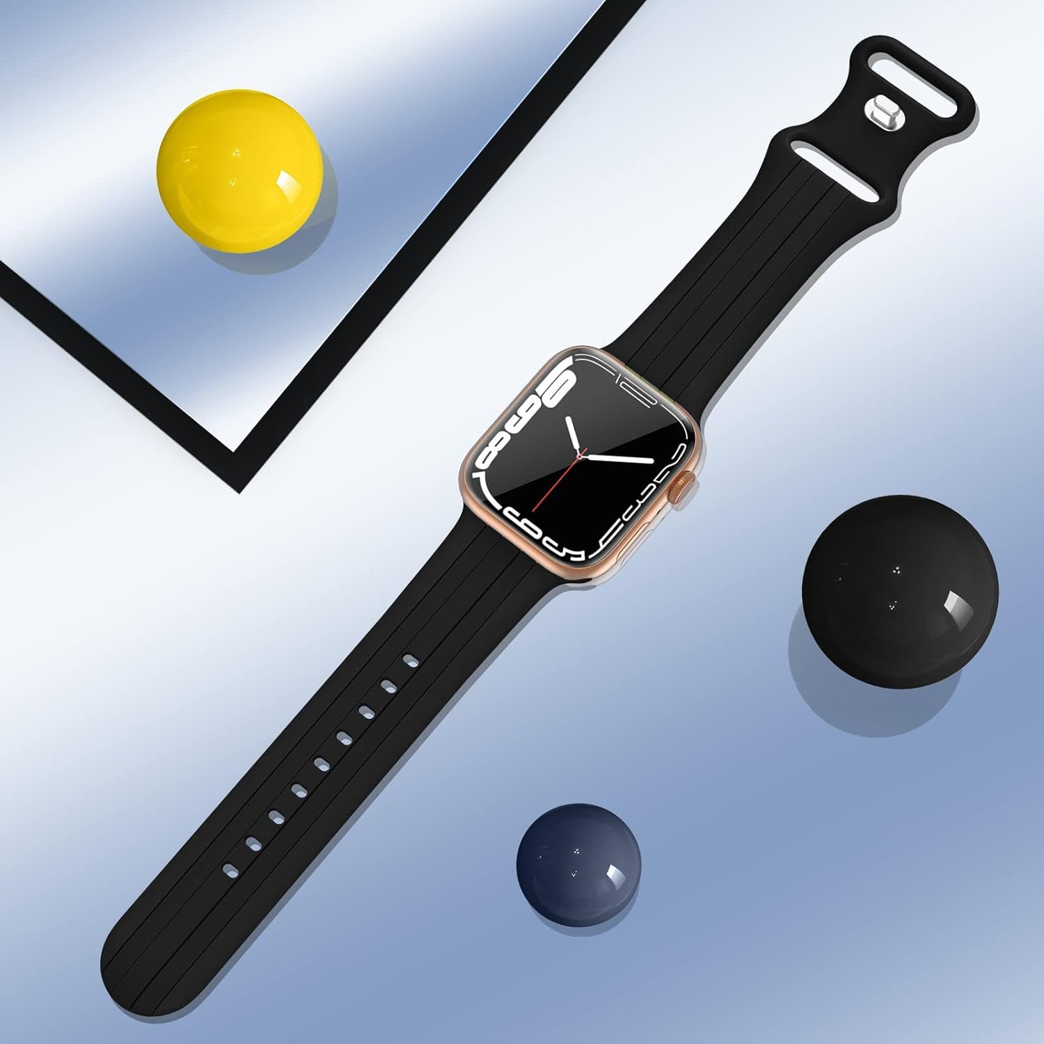 Designer Sport Bands Compatible with Apple Watch Band 38Mm 40Mm 41Mm 42Mm 44Mm 45Mm 49Mm Series 9 8 7 6 5 4 3 2 1 SE Women Men, Breathable Soft Silicone Strap Replacement Wristbands for Iwatch Bands