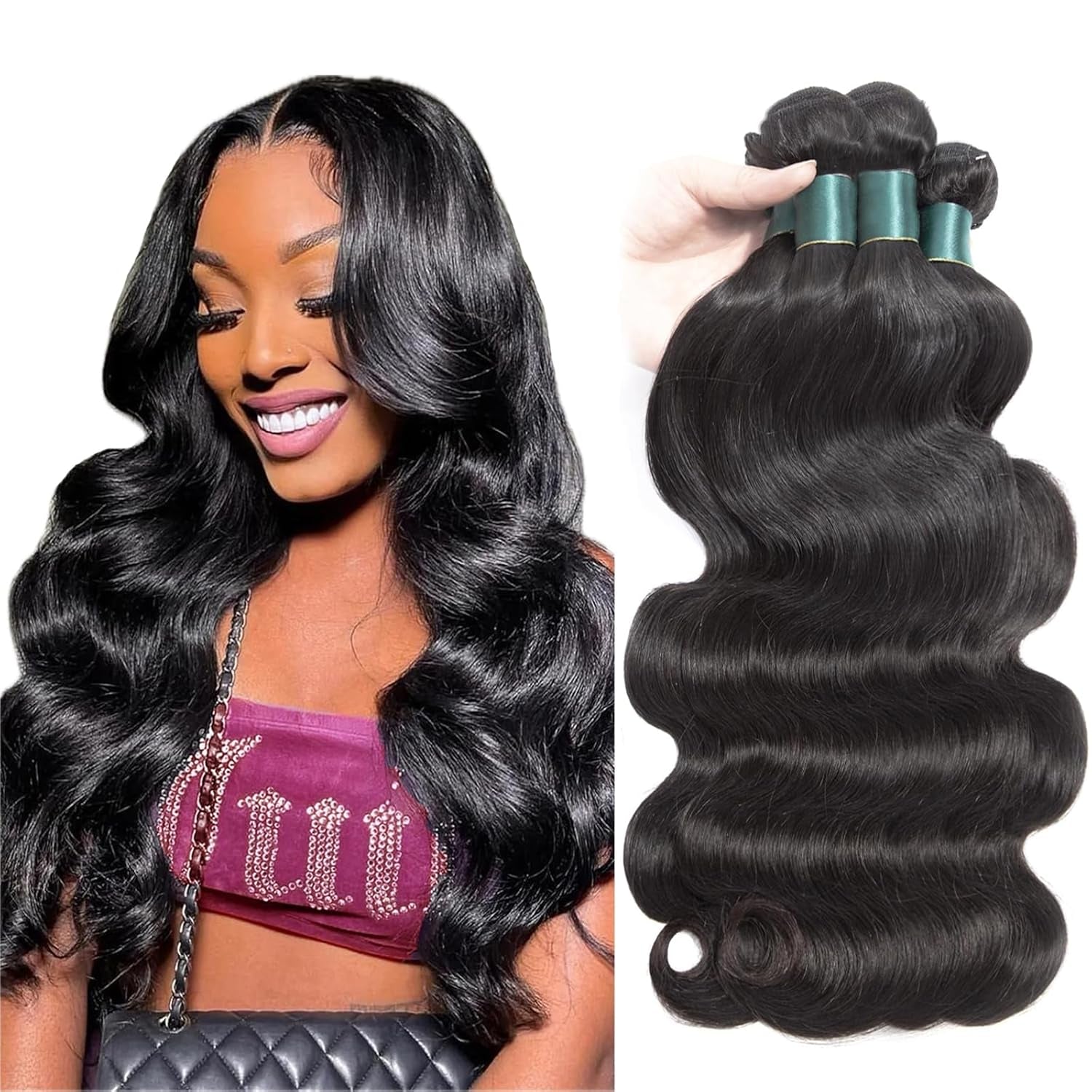 Human Hair Bundles 16 18 20 22 Inch Body Wave Bundles Human Hair 12A 100% Unprocessed Brazilian Virgin Hair Weave 4 Bundles Deals Human Hair Natural Black Color (Body Wave 4Pcs, 16 18 20 22)