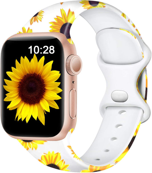 Compatible with Watch Band 38Mm 40Mm 41Mm 42Mm 44Mm 45Mm 49Mm for Women, Butterflies Print Soft Silicone Floral Fadeless Wristband Sport Strap for Watch SE Series 9 8 7 6 5 4 3 2 1 Ultra
