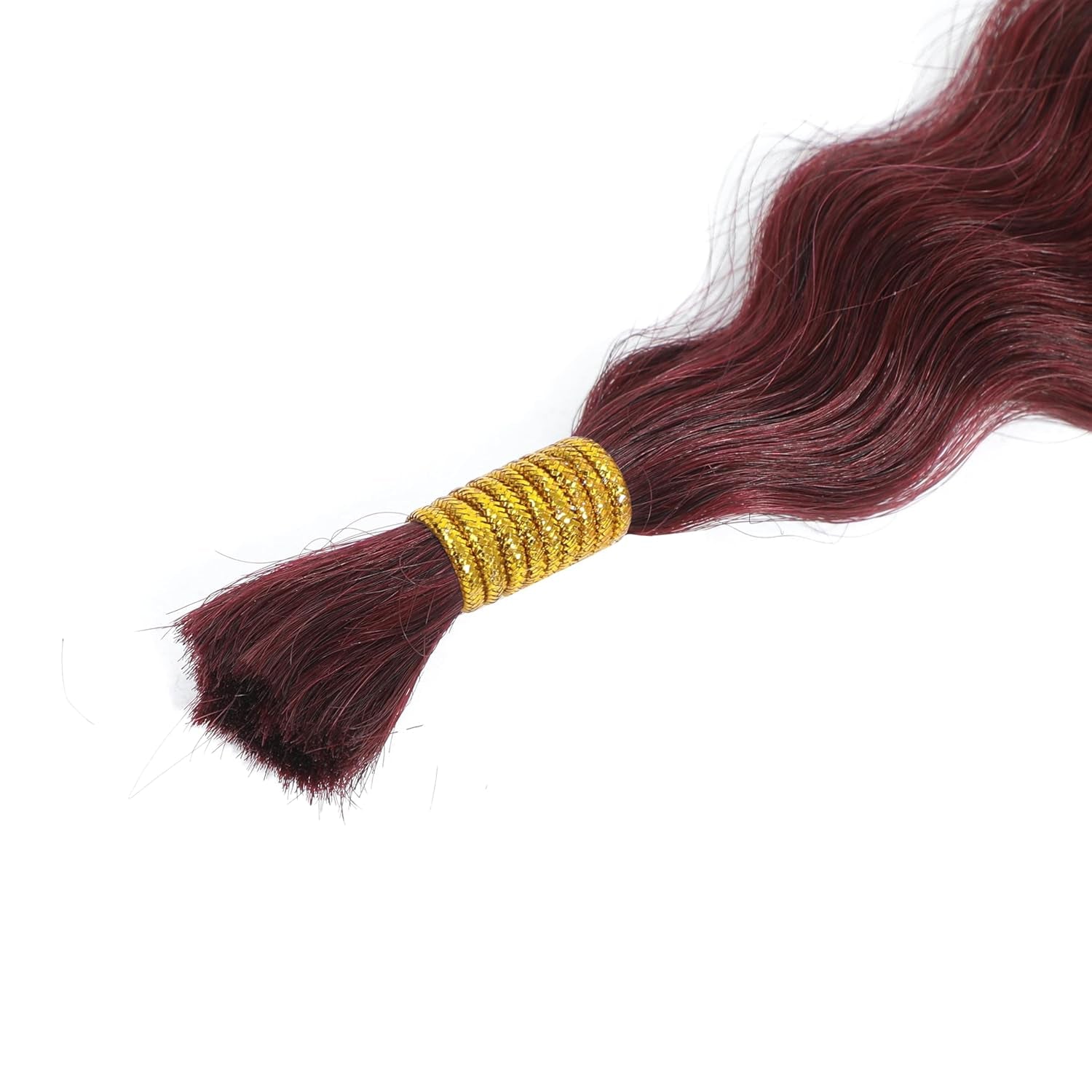 Super Wave Bulk Human Hair 100% Unprocessed Brazilian Virgin Human Hair Extensions Bundles for Braiding Hair Wet and Wave Micro Human Hair(1Pack-4Pcs, 18Inch #99J)