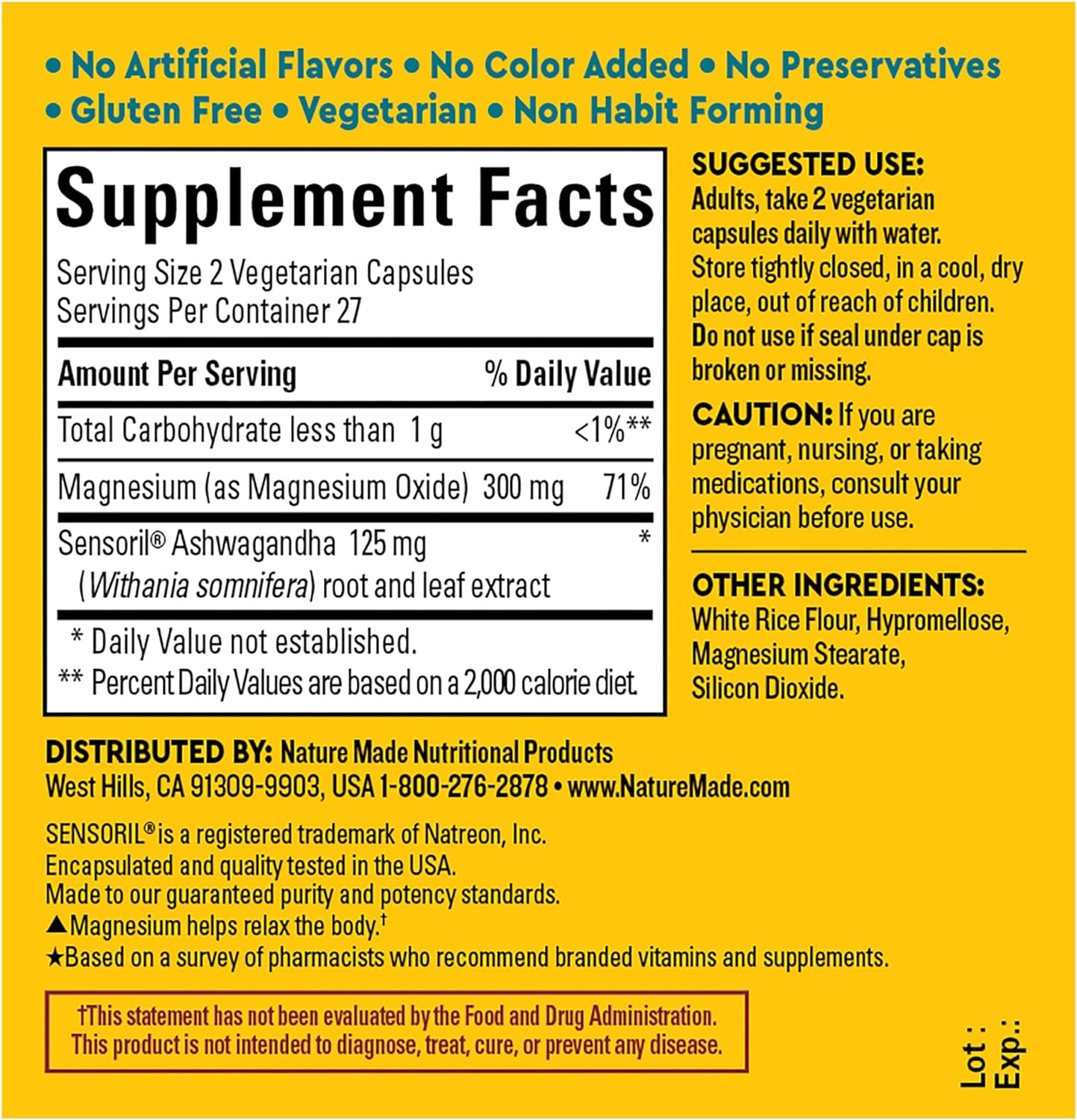 Wellblends Calm & Relax, Ashwagandha 125Mg, Magnesium 300 Mg, 54 Vegetarian Capsules TLBH