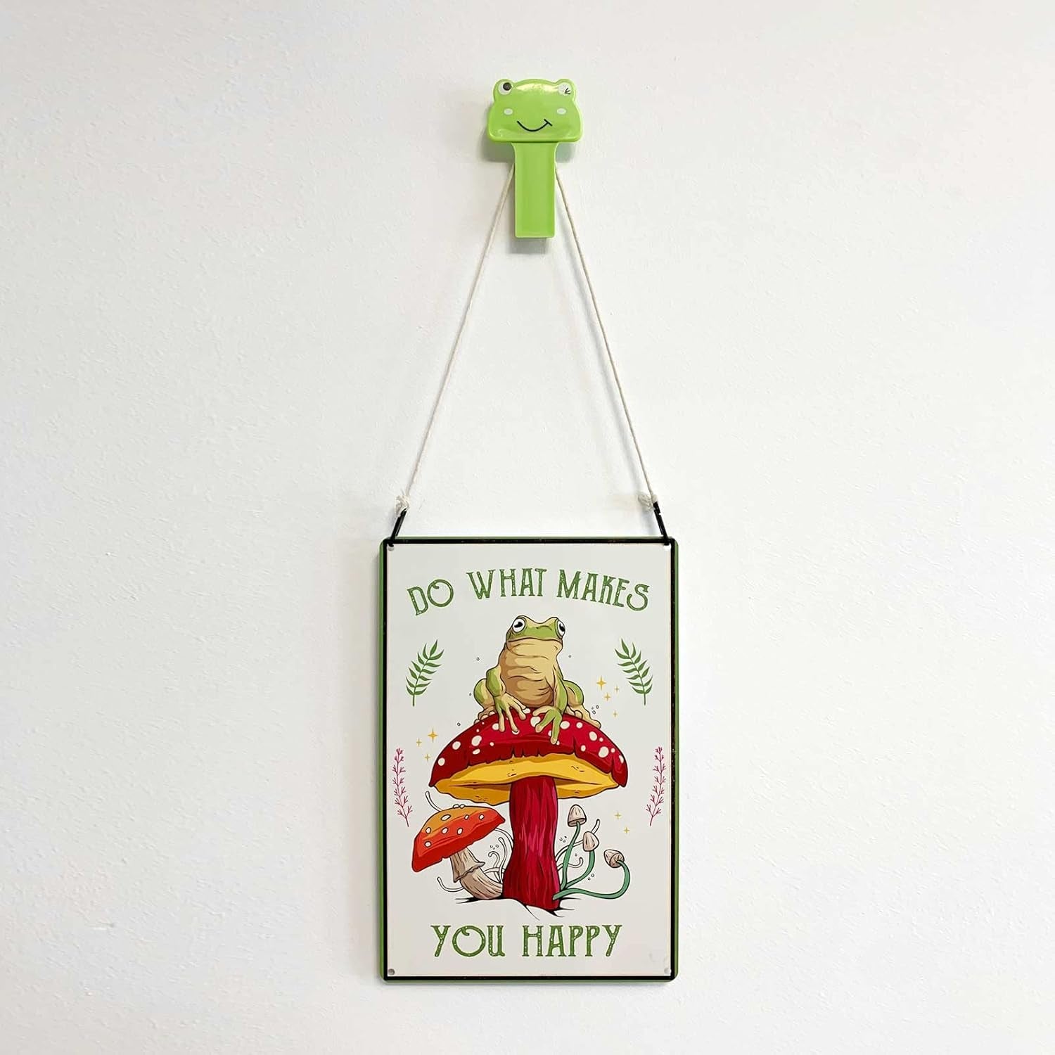 Funny Mushroom Decor Frog Decor Do What Makes You Happy Sign - Cute House, Home, Bedroom, Kitchen, Bathroom, Forest Room Nature Wall Decor, 12 X 8 Inch (247)