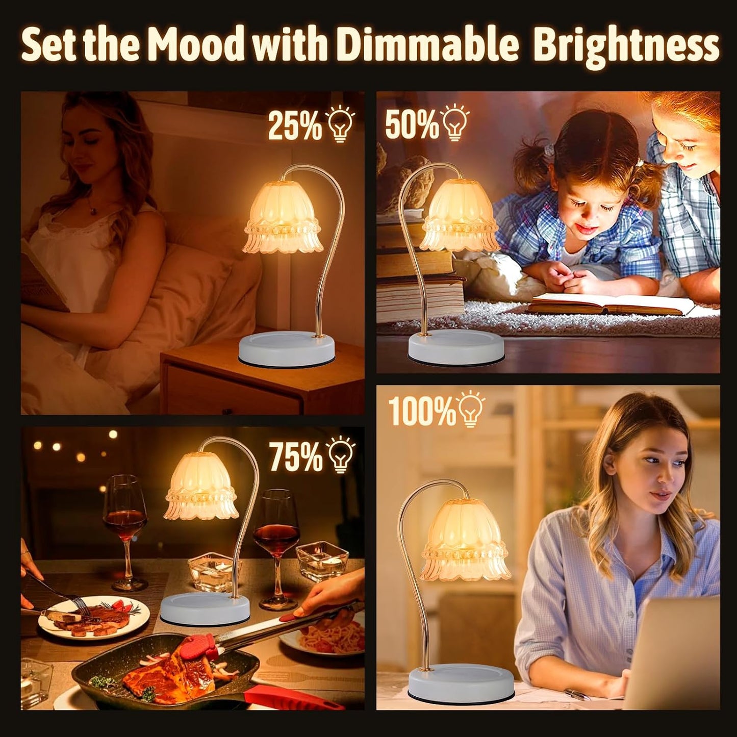 Fragrance Candle Warmer Lamp，Electric Candle Warmer with Timer & Dimmer，Mom Christmas Birthday Gifts for Women, House Warming Gifts New Home Bedroom Decor