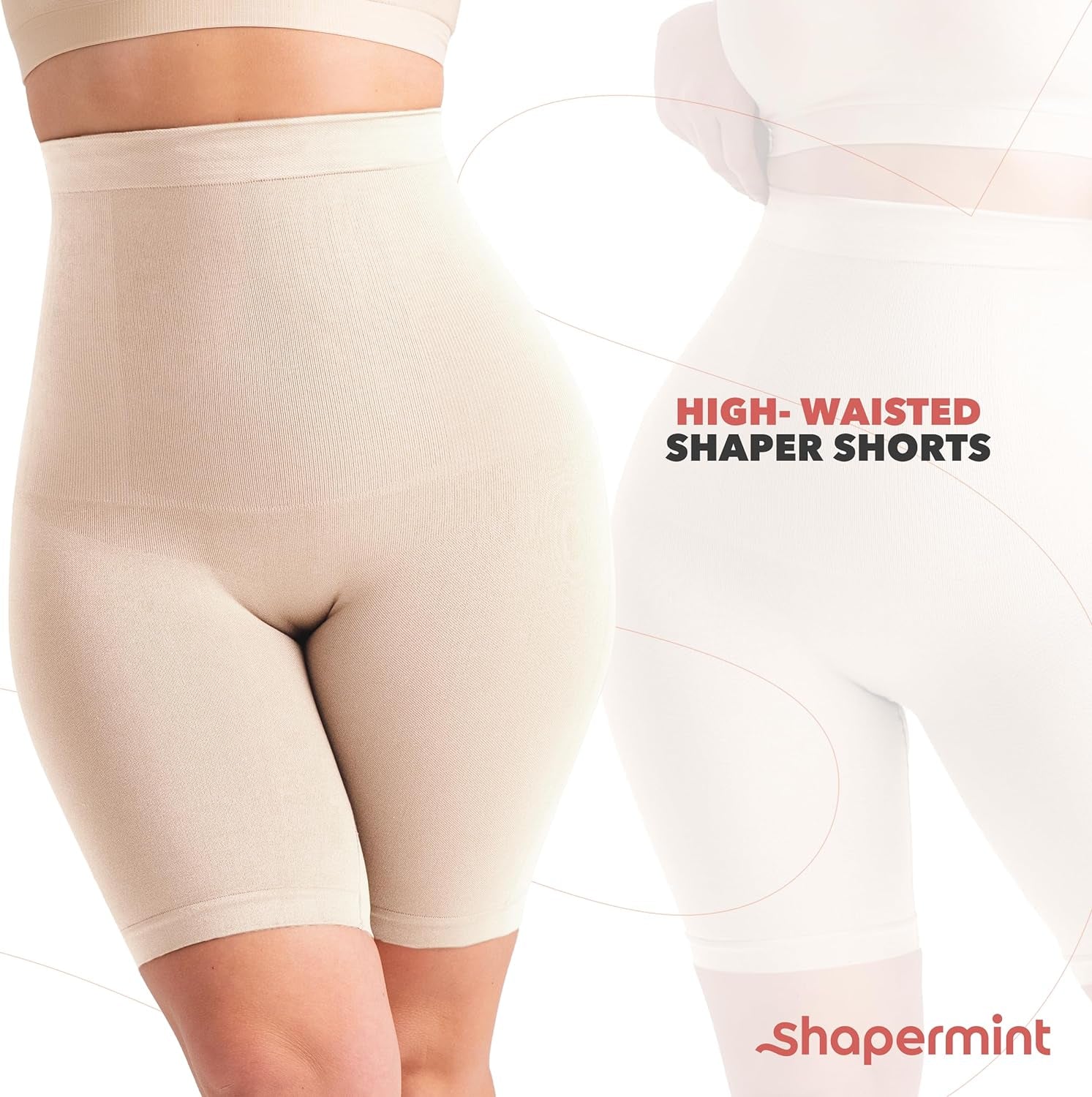 High Waisted Body Shaper Shorts - Shapewear for Women Tummy Control Small to Plus-Size Nude Xxx-Large