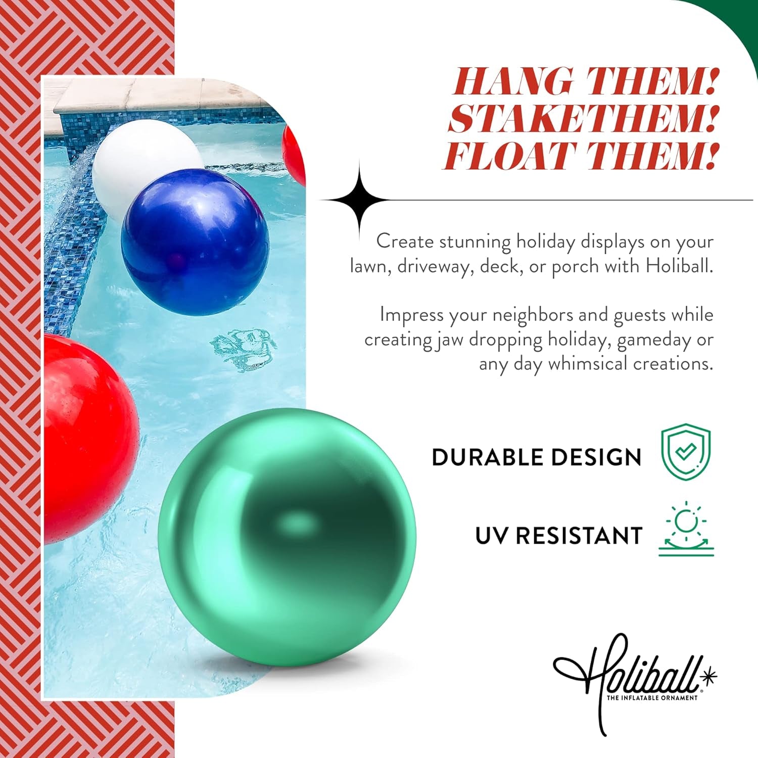 Inflatable Holiday Ornament – Indoor and Outdoor Use – Reusable and Storage Friendly – the Ultimate Holiday Decoration – 18" – Pink