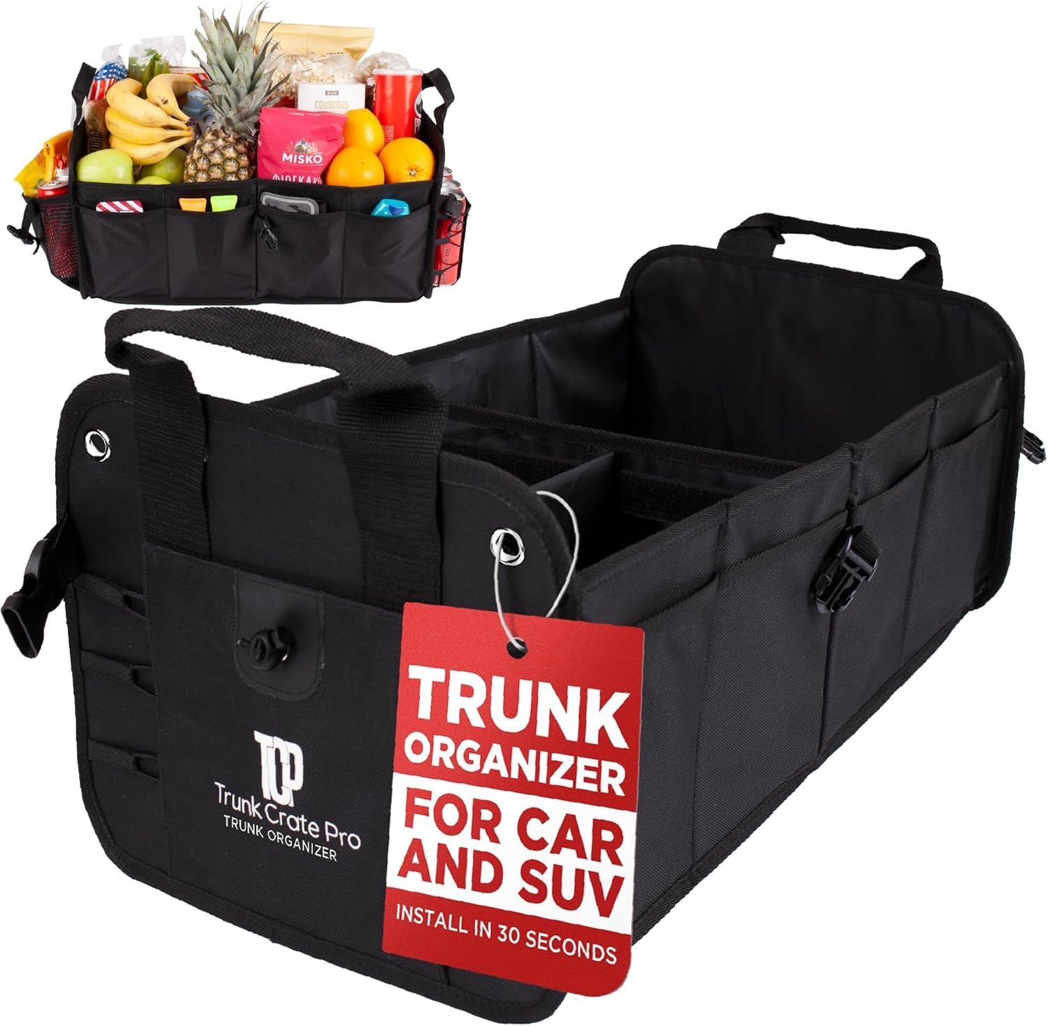 Truck Bed Organizer | Trunk Organizer for SUV, Truck, Car | Extra Large Premium Expandable Compartments Lightweight Foldable Cargo Organizer, | Suv and Truck Organizer for Heavy Loads