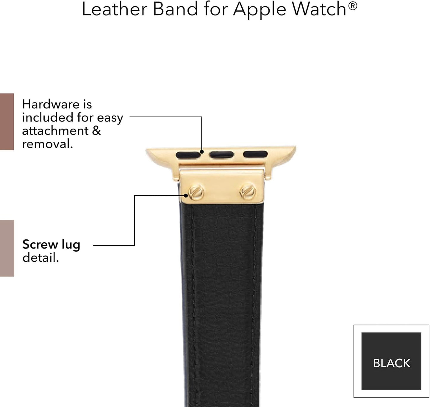 Leather Fashion Band for Apple Watch Secure, Adjustable, Apple Watch Band Replacement, Fits Most Wrists