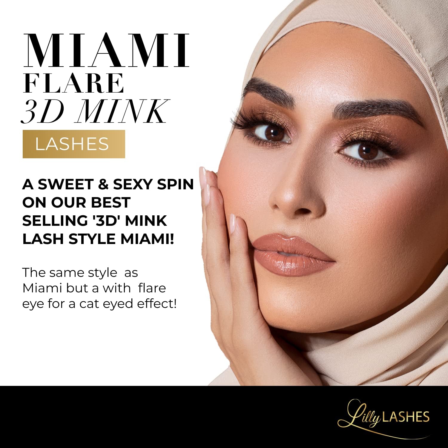 Miami Flare 3D Mink Lashes, Mink Eyelashes, the Original Lilly Lash for Wispy & Natural Look, Reusable Eyelashes up to 25X, Fluffy Lashes, Strip Lashes, Lash Glue Not Included
