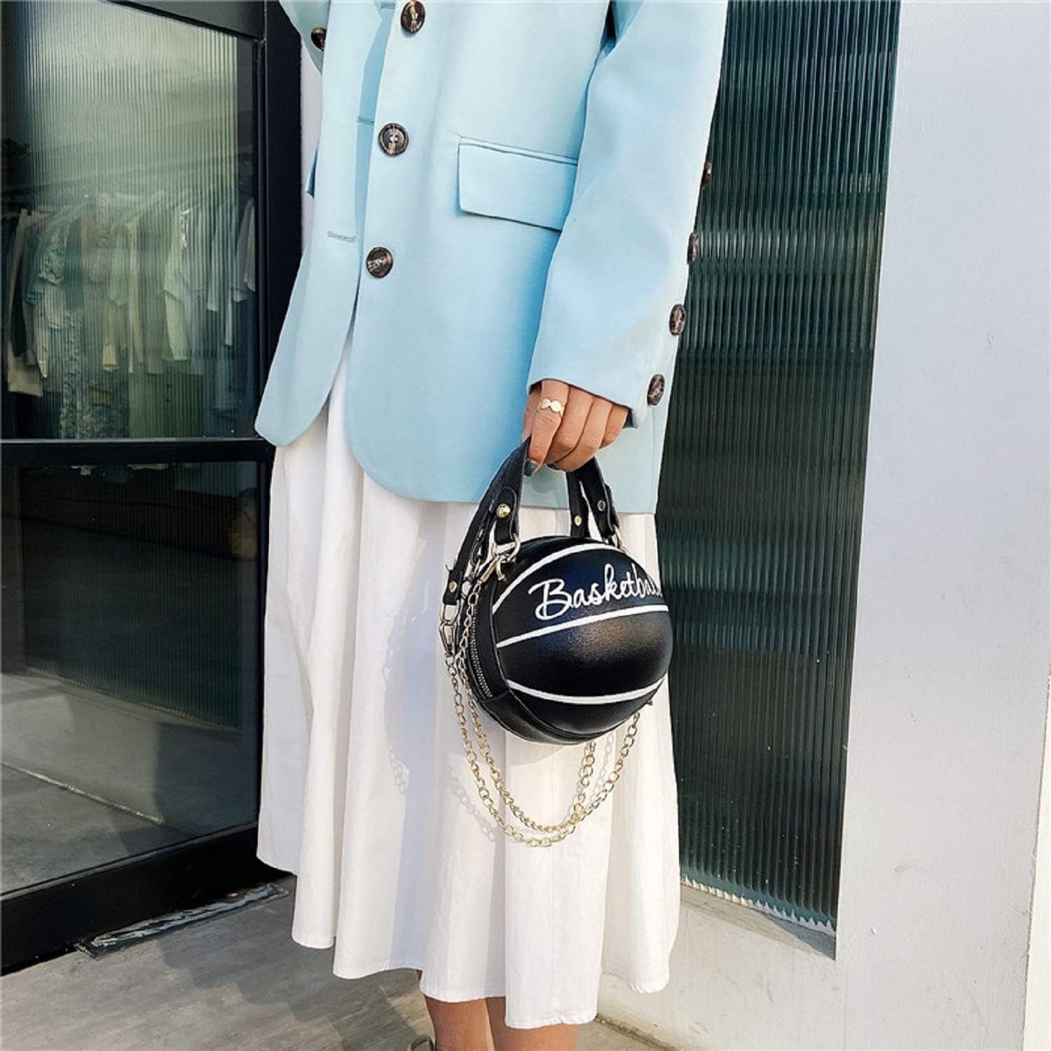 Basketball Purse for Women Novelty Crossbody Purses Small Cute Tote Bag PU Leather round Handbags