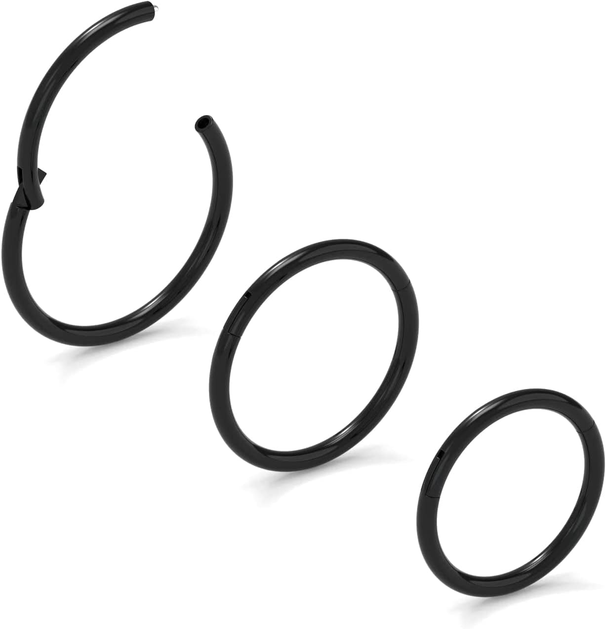 Hypoallergenic Nose Hoop Rings 20G/18G/16G/14G/12G/10G/8G/6G Steel Hinged Clicker Segment Gold/Rose Gold/Black/Pink Color