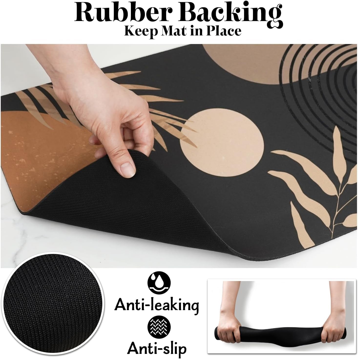 Dog Food Mats for Floors Super Absorbent, Pet Cat Food Mat - Non Slip Dog Bowl Mats for Food and Water, Eco-Friendly Boho Dog Placemats Feeding Mat