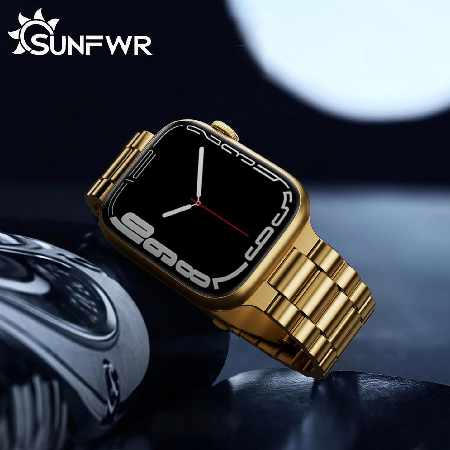 Compatible with Apple Watch Band 41Mm 40Mm 38Mm for Women Men, Stainless Steel Metal Iwatch Band with Case for Apple Watch Series 9/8/7/6/5/4/3/2/1/SE/SE2 (Gold-Plated, 38Mm/40Mm/41Mm)