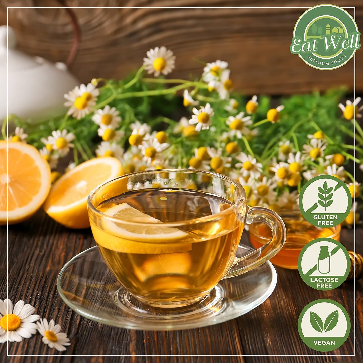 Chamomile Flowers 4 Oz, Dried Chamomile Tea Loose Leaf, Edible Culinary Camomile Herb for Drinking and Cooking, Versatile Camomile Dried Herbs and Flowers in Resealable Bag TLBH