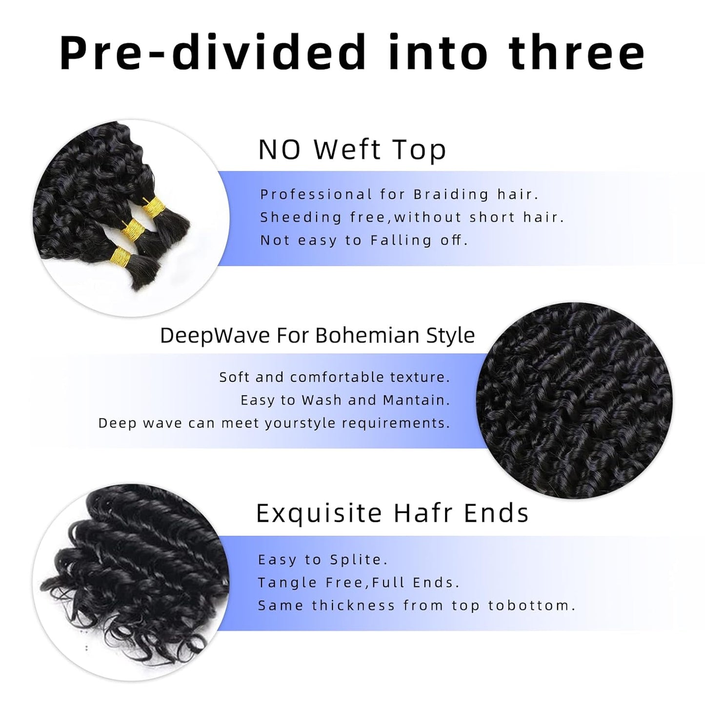 Langer Human Braiding Hair 20 Inch Deep Wave Bulk Human Hair for Braiding No Weft Bundle 100G 2 Bundles/Pack 16A Brazilian Virgin Water Curly Human Hair Extensions for Braids Human Hair Braiding Hair