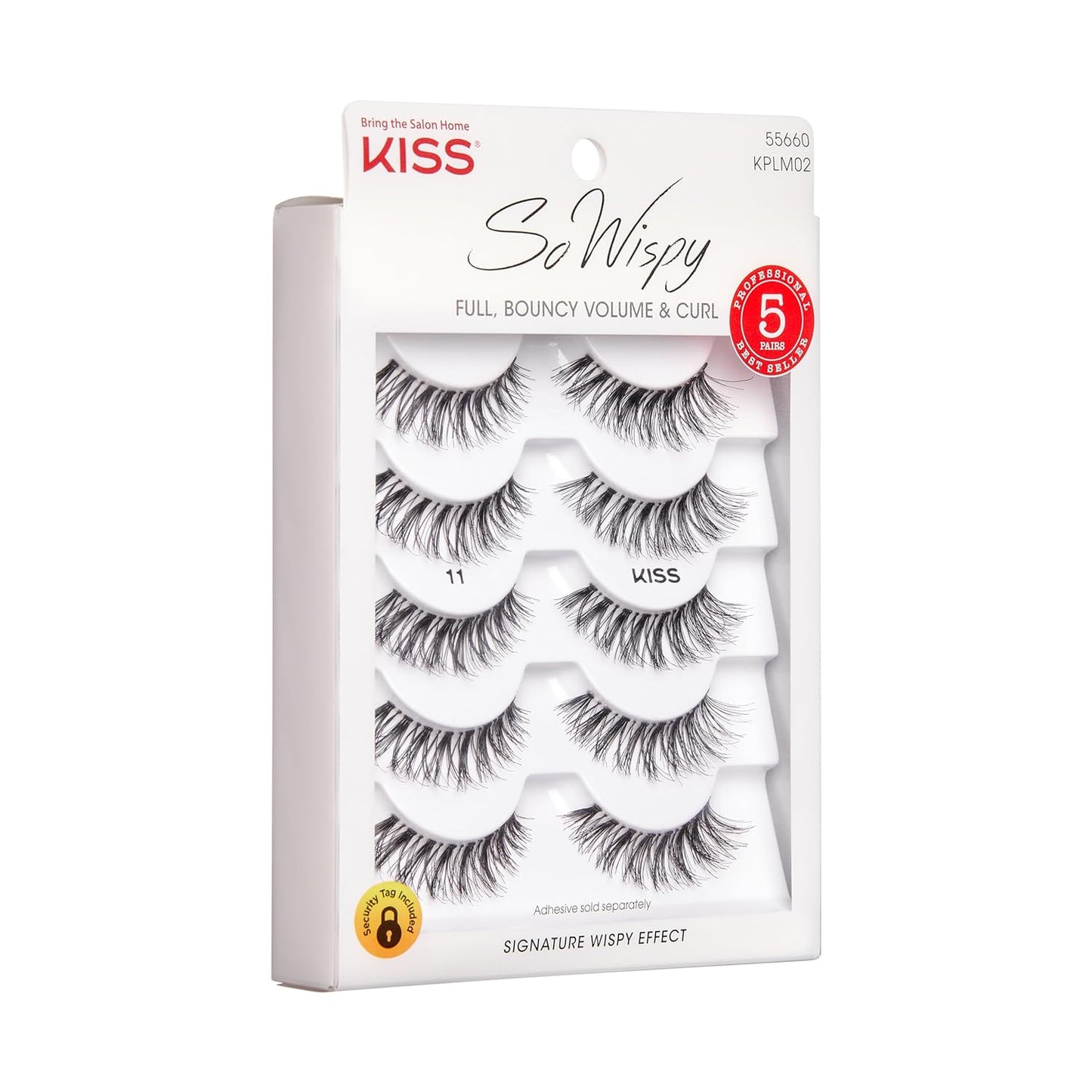 so Wispy, False Eyelashes, 'Style #11', 12 Mm, Includes 5 Pairs of Lashes, Contact Lens Friendly, Easy to Apply, Reusable Strip Lashes, Glue On, Mulitpack