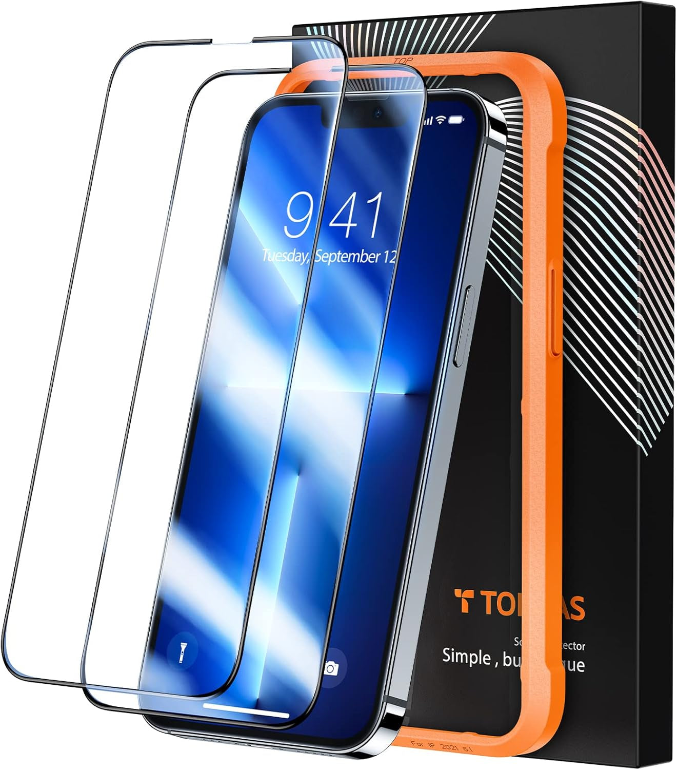12FT Military-Grade Shatterproof for Iphone 16E Screen Protector 2025 [9H+ Durable＆ One-Pull Installation] Full Coverage Fit Tempered Glass Screen Protector 16E 6.1″ 2 Pack