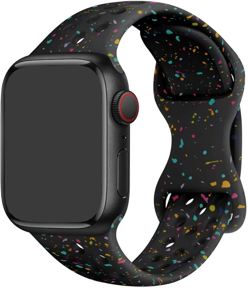 Silicone Watchband Compatible with Apple Watch Band 49Mm 45Mm 44Mm 42Mm 41Mm 40Mm 38Mm, Breathable Sport Wristband Soft Watch Strap for Iwatch Series 9, Ultra 2, Ultra 8 7 6 5 4 3 2 1 SE for Women Man