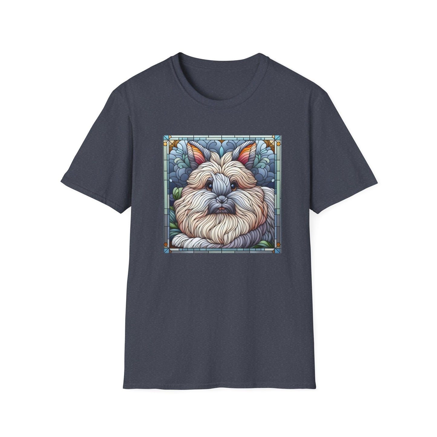 Angora Rabbit Animal Stained Glass Design Unisex Softstyle T-Shirt