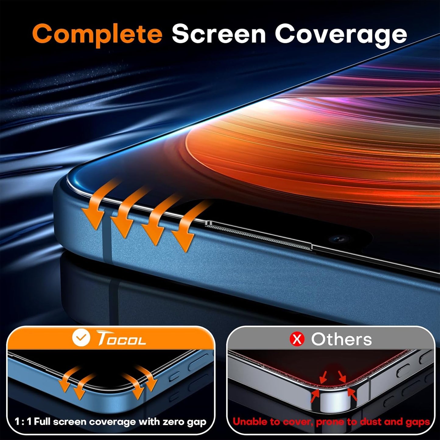 for Iphone 13/Iphone 16E (2025 Edition) Screen Protector 6.1-Inch [Instant Installation], 14FT Military Grade Shatterproof, 9H+ Hardness HD Coverage No Bubbles No Dust 2 Pack